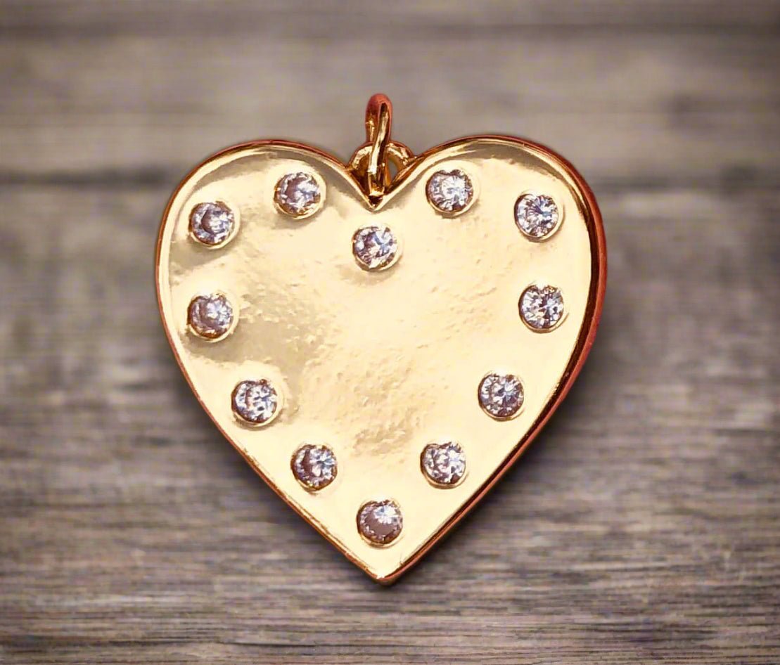 Gold Heart Charm with Diamonds - Customizable Jewelry, Mississippi Handmade Gift