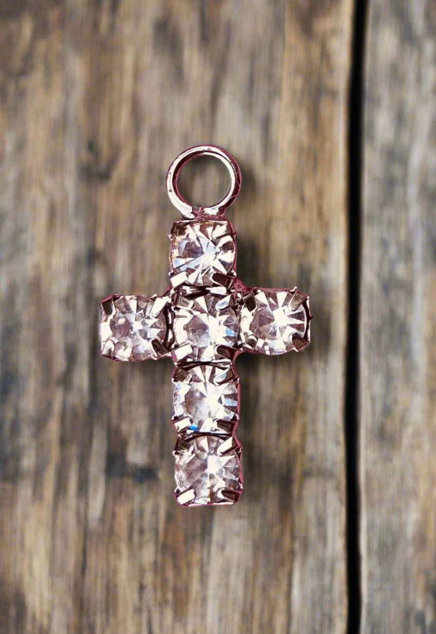 Crystal Cross Charm: Handmade Jewelry by The Hot Pink Chick