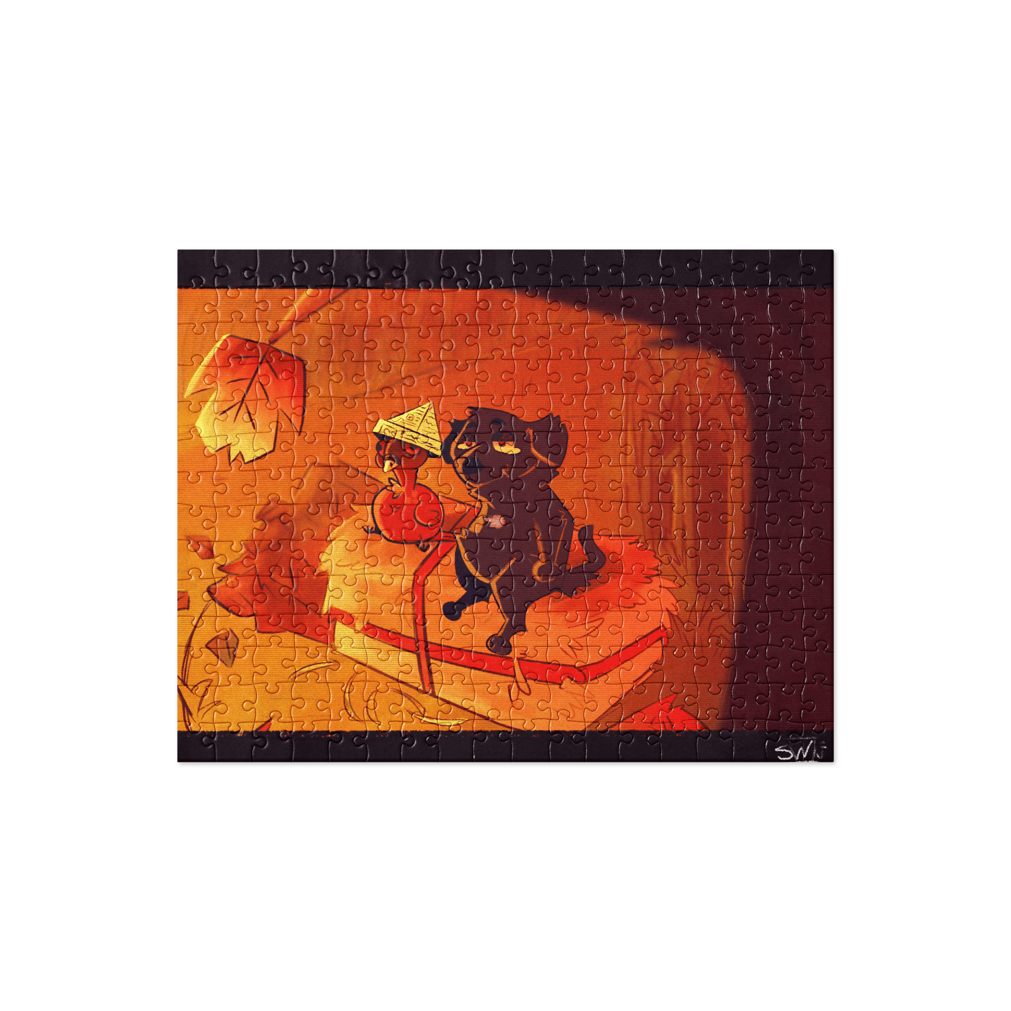 Black Cat on Haystack Jigsaw Puzzle - Fall Scene by Main Street Collective