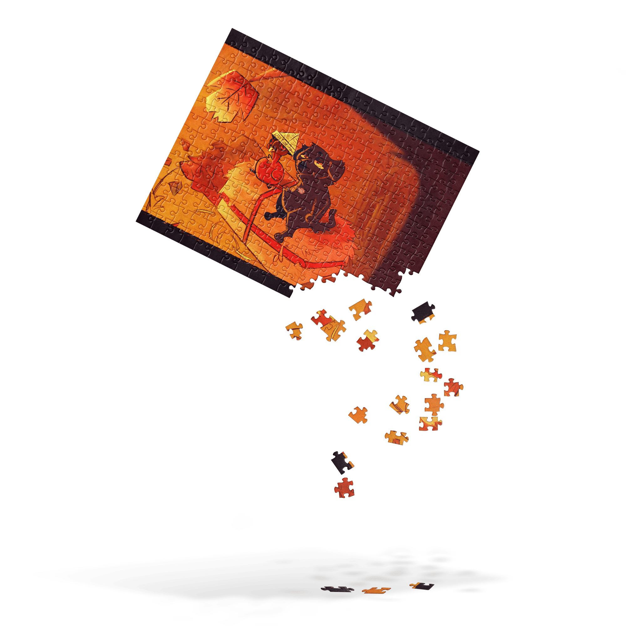 Autumn Jigsaw Puzzle: Black Cat on Haystack - A Cozy Fall Scene