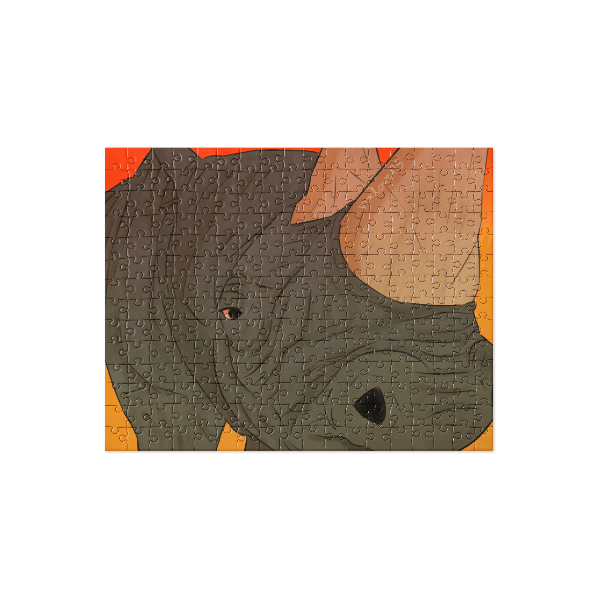 Rhino Jigsaw Puzzle by Viola Panther: Modern Art Puzzle Featuring Close-up of a Rhinoceros in Earth Tones.