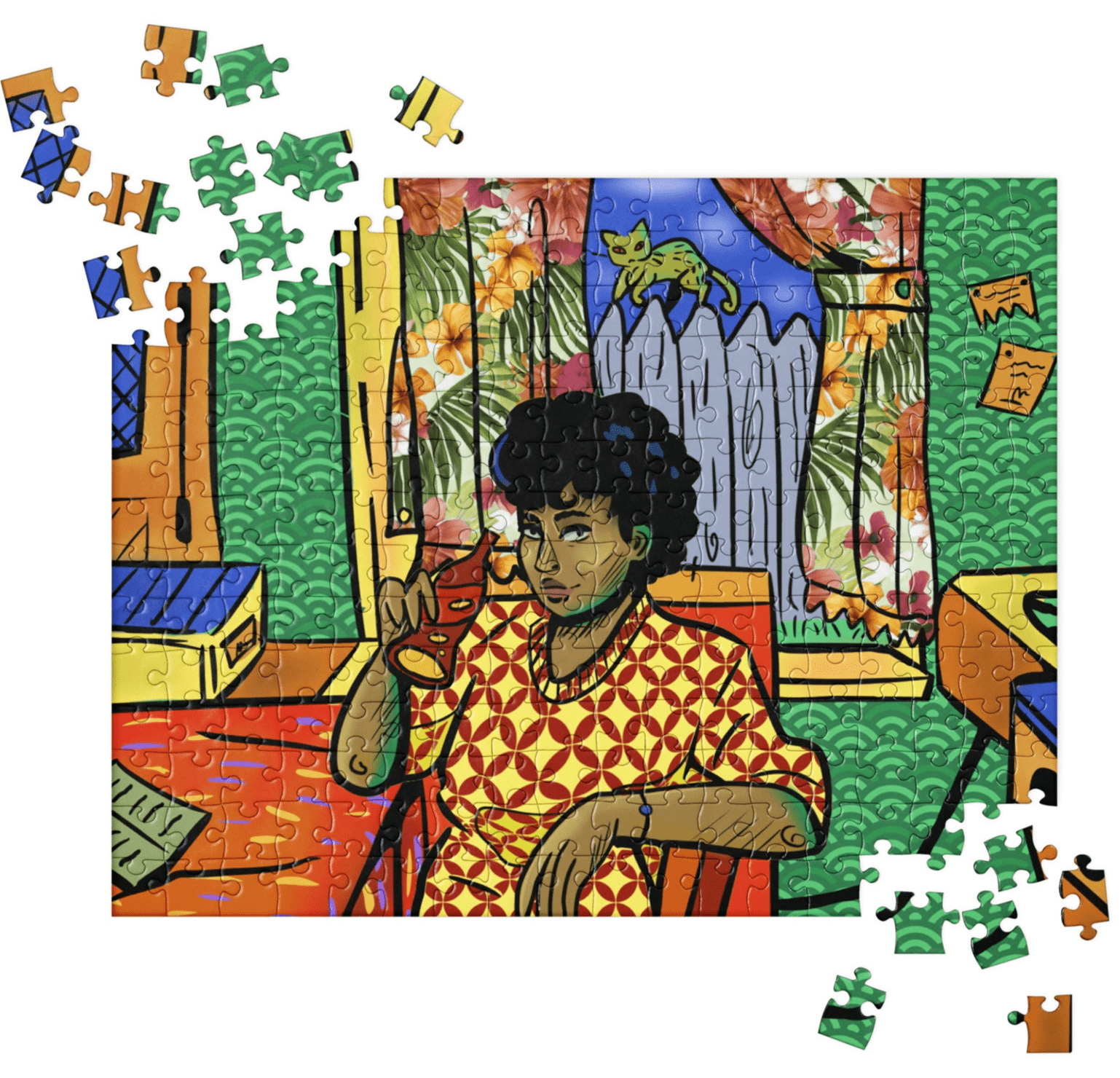 SODA POP WOMAN Jigsaw Puzzle: Retro Pop Art Woman Drinking Soda, Puzzle Game for Adults, Nostalgic Home Decor