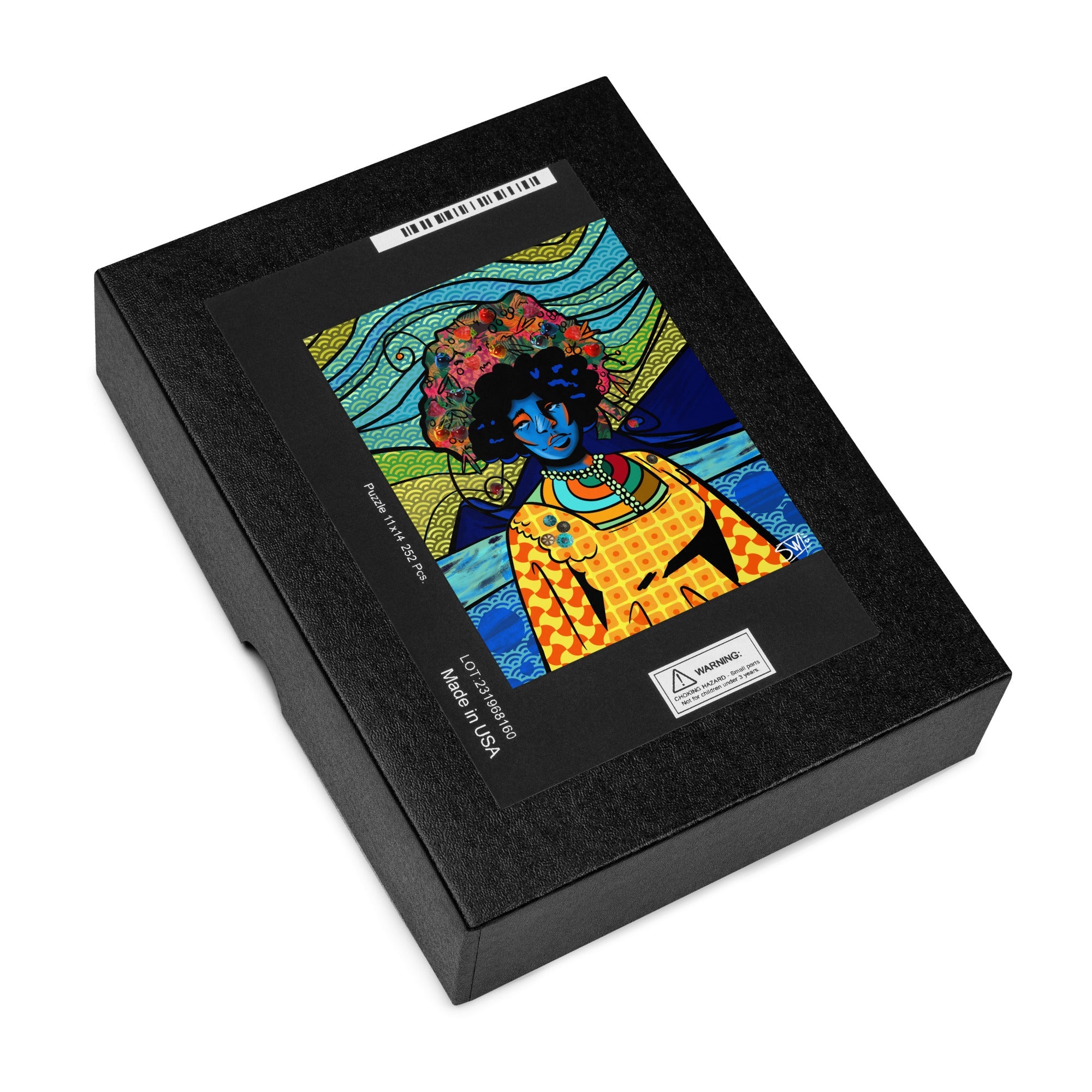 Black Art Jigsaw Puzzle: Colorful Woman Portrait - 252 Piece Decorative Puzzle for Adults & Family