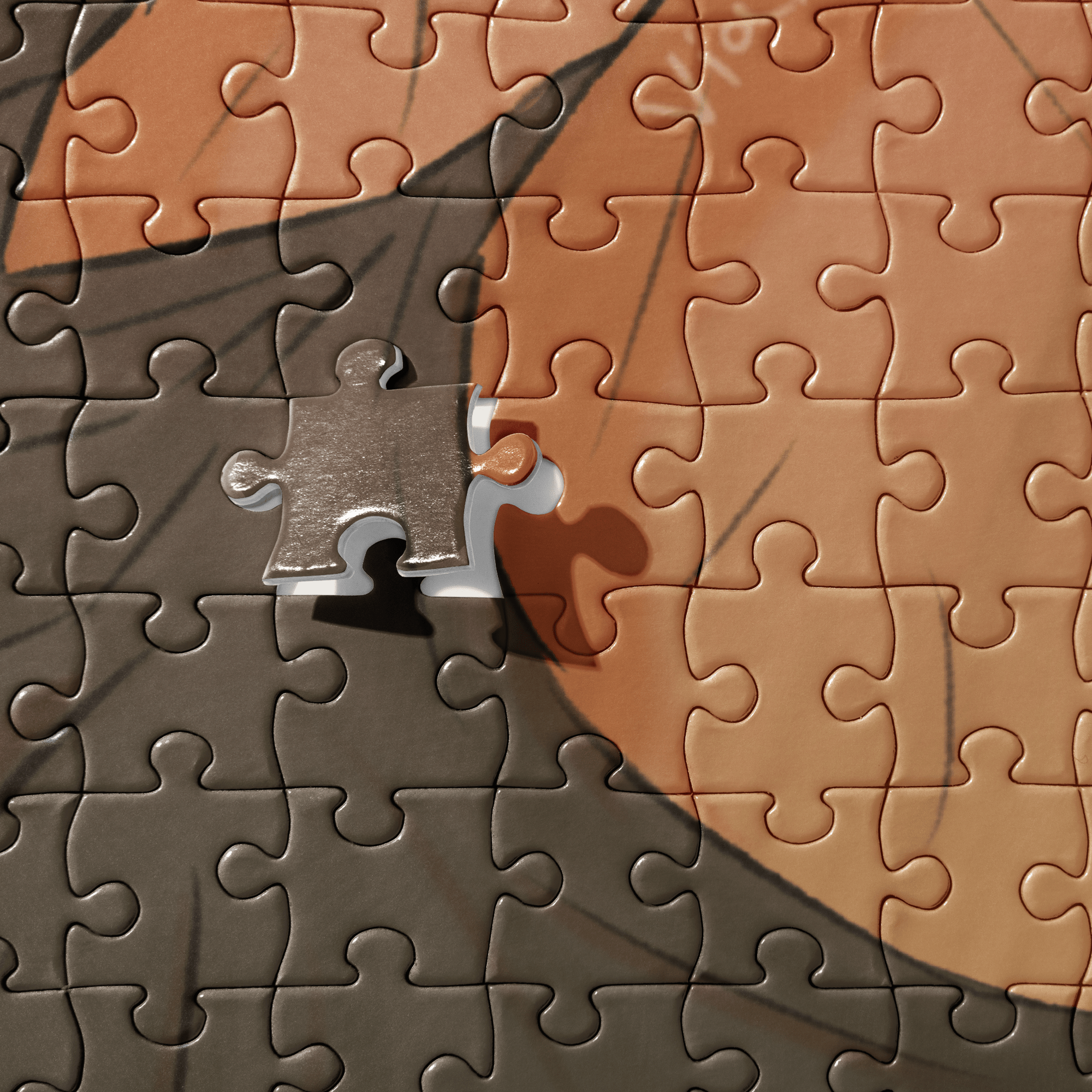 Rhino Jigsaw Puzzle: Viola Panther modern art in earth tones, 252 pieces.