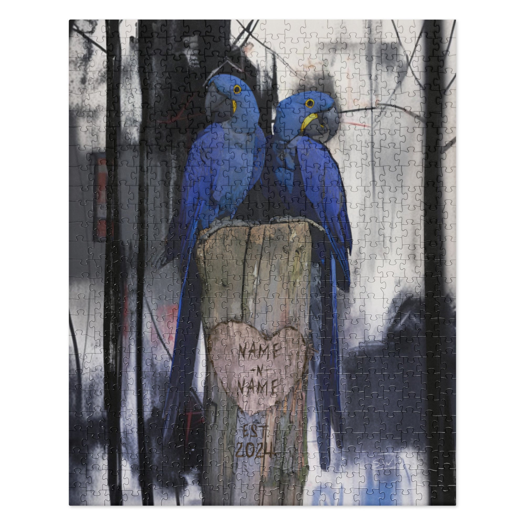 Custom Hyacinth Macaw Anniversary Puzzle - Personalized Gift, Bird Puzzle, Main Street Collective