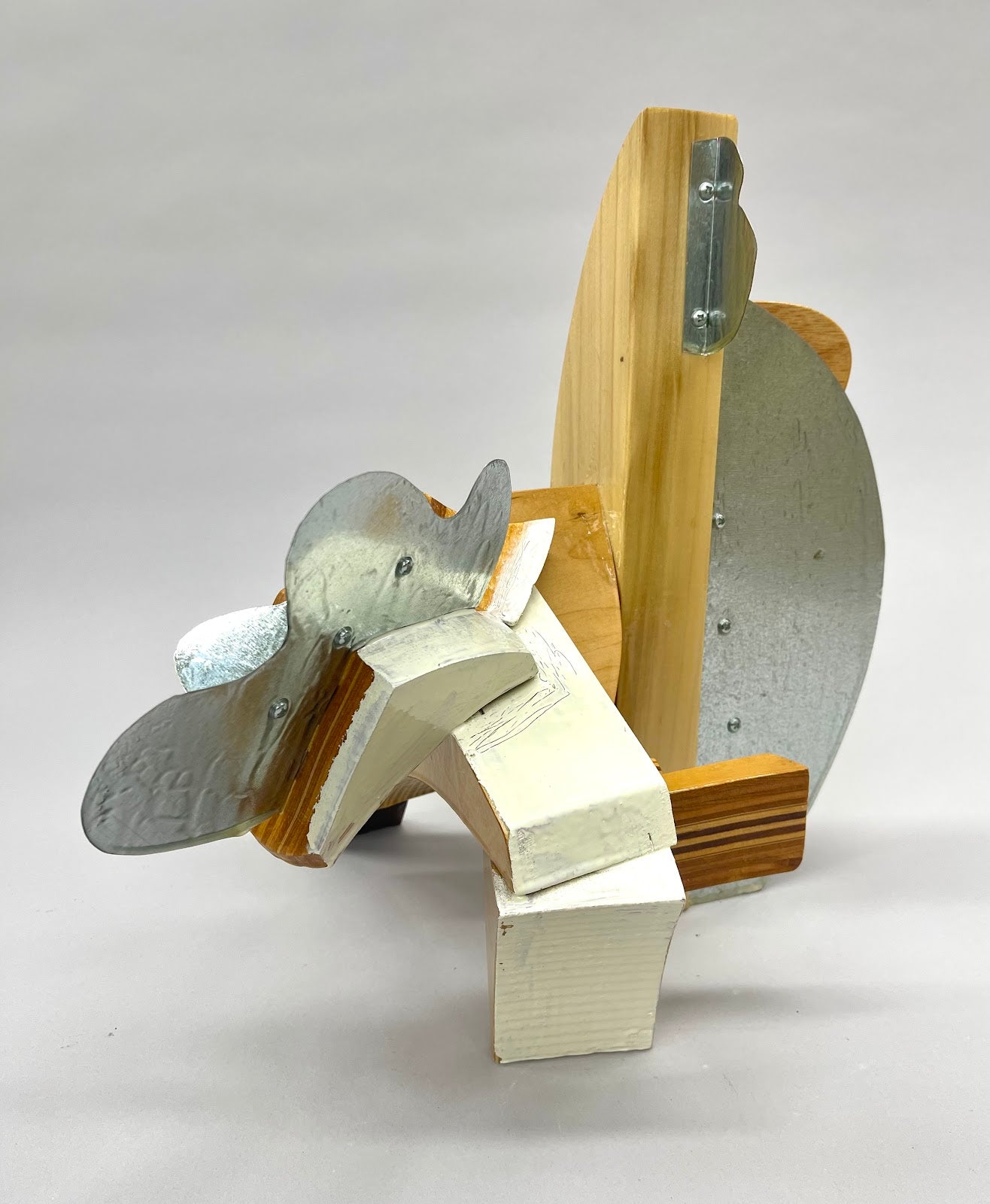 Jen Torres Sculpture: SHINEY, CHEAP, AND HAPPY III - Wood & Metal Art
