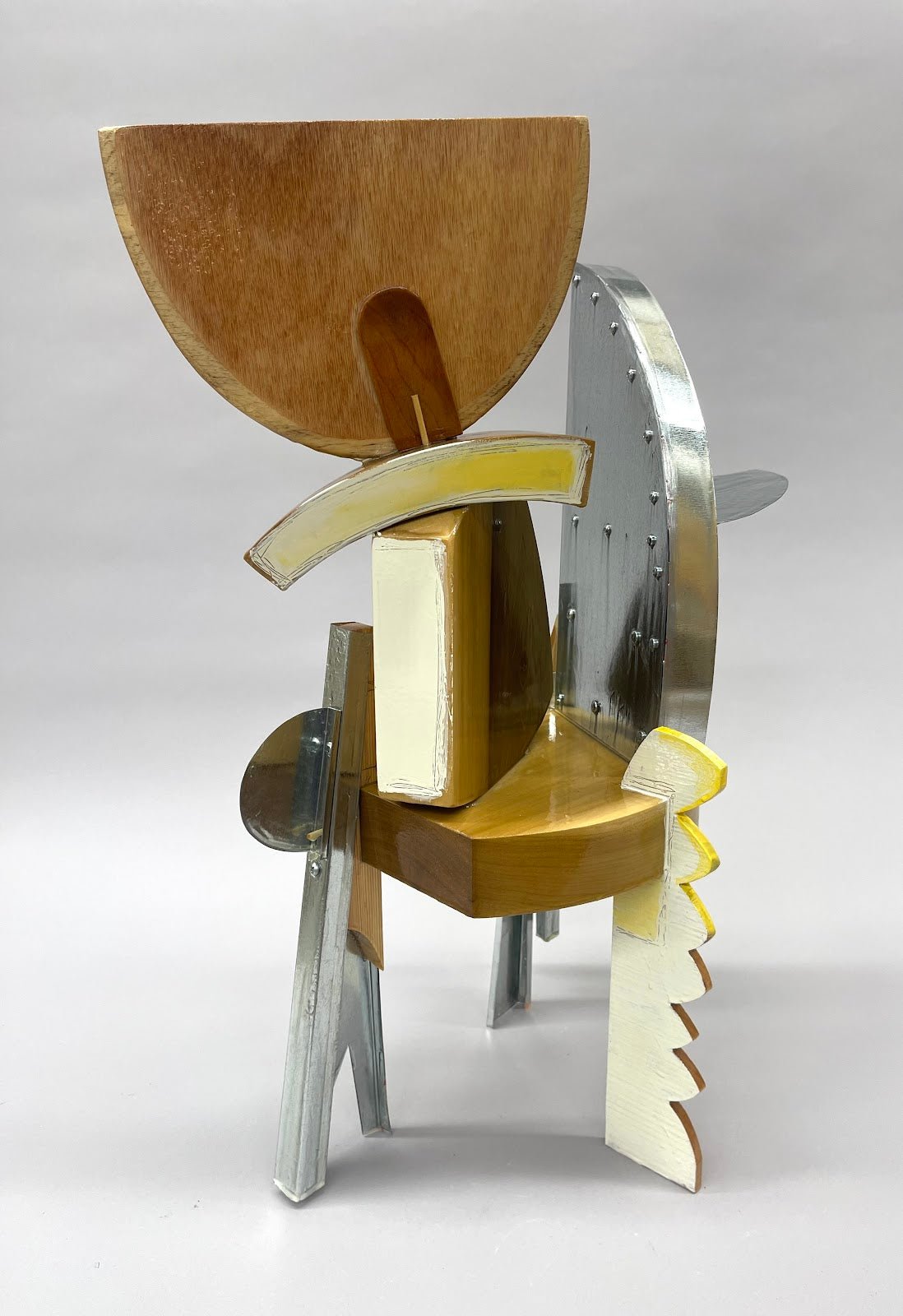 Jen Torres "Shiney, Cheap, and Happy IIII" sculpture - wood & metal mixed media modern art,Mississippi made