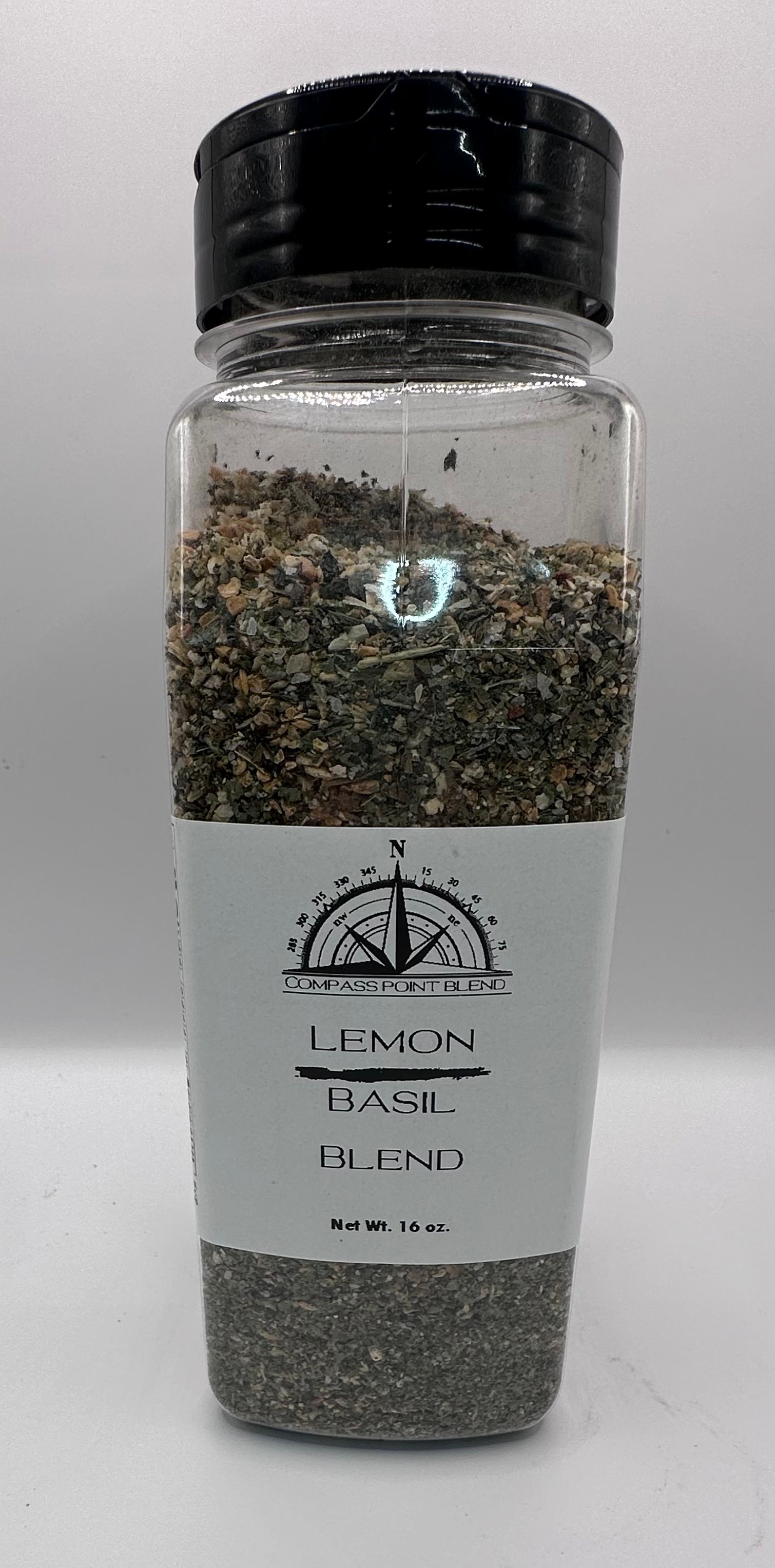 Lemon Basil Blend Spice Jar - Compass Point Blend 16 oz - Flavor Enhancer for Fish, Chicken, Vegetables.
