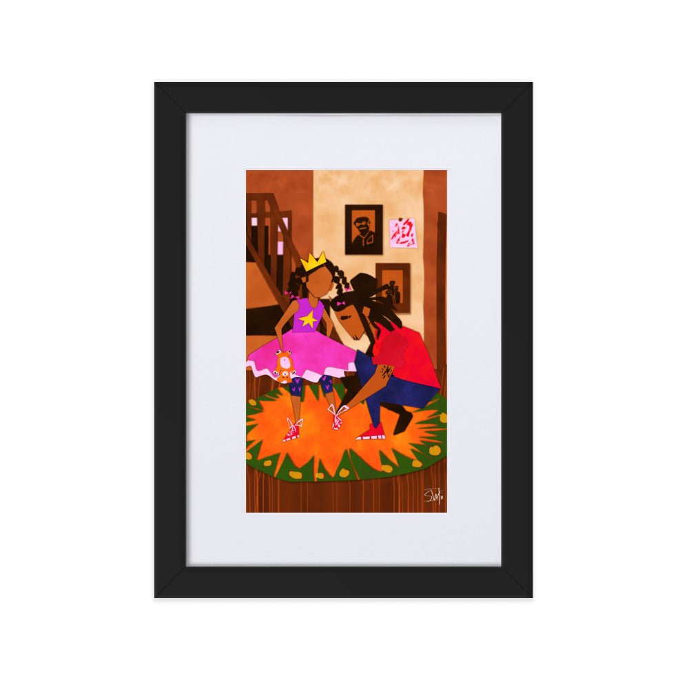 Black Art: Father & Daughter Moment Framed Poster - Princess, Crown, Tutu, and Love!
