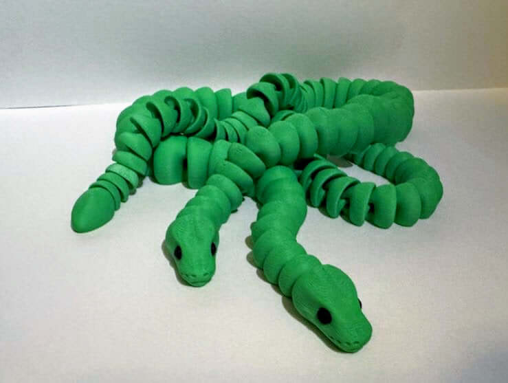 3D Printed Snake Fidget Toy - Articulated Green Sensory Toy - Handmade by Mushroom Lady Co.
