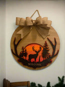 Mississippi Handmade Gift – Rustic Country Welcome Door Sign with Deer & Sunset by Laser Ladies | Laser Engraved Wooden Decor - Main Street Collective L.L.C