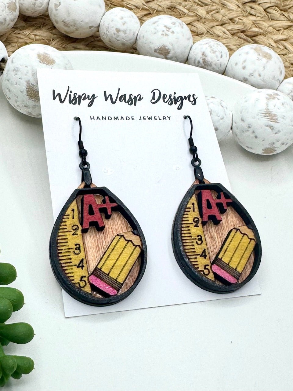 Teacher Earrings Handmade | School Earrings Gift - Wispy Wasp Designs