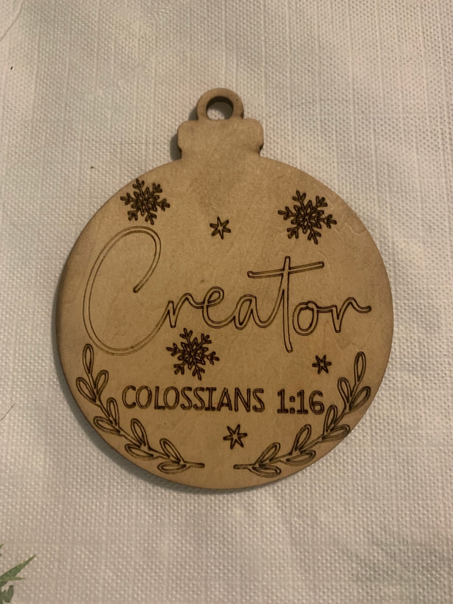 Laser-Engraved Christmas Ornament: Creator, Colossians 1:16, Names of Jesus Christian Holiday Home Decor Gift by Main Street Collective