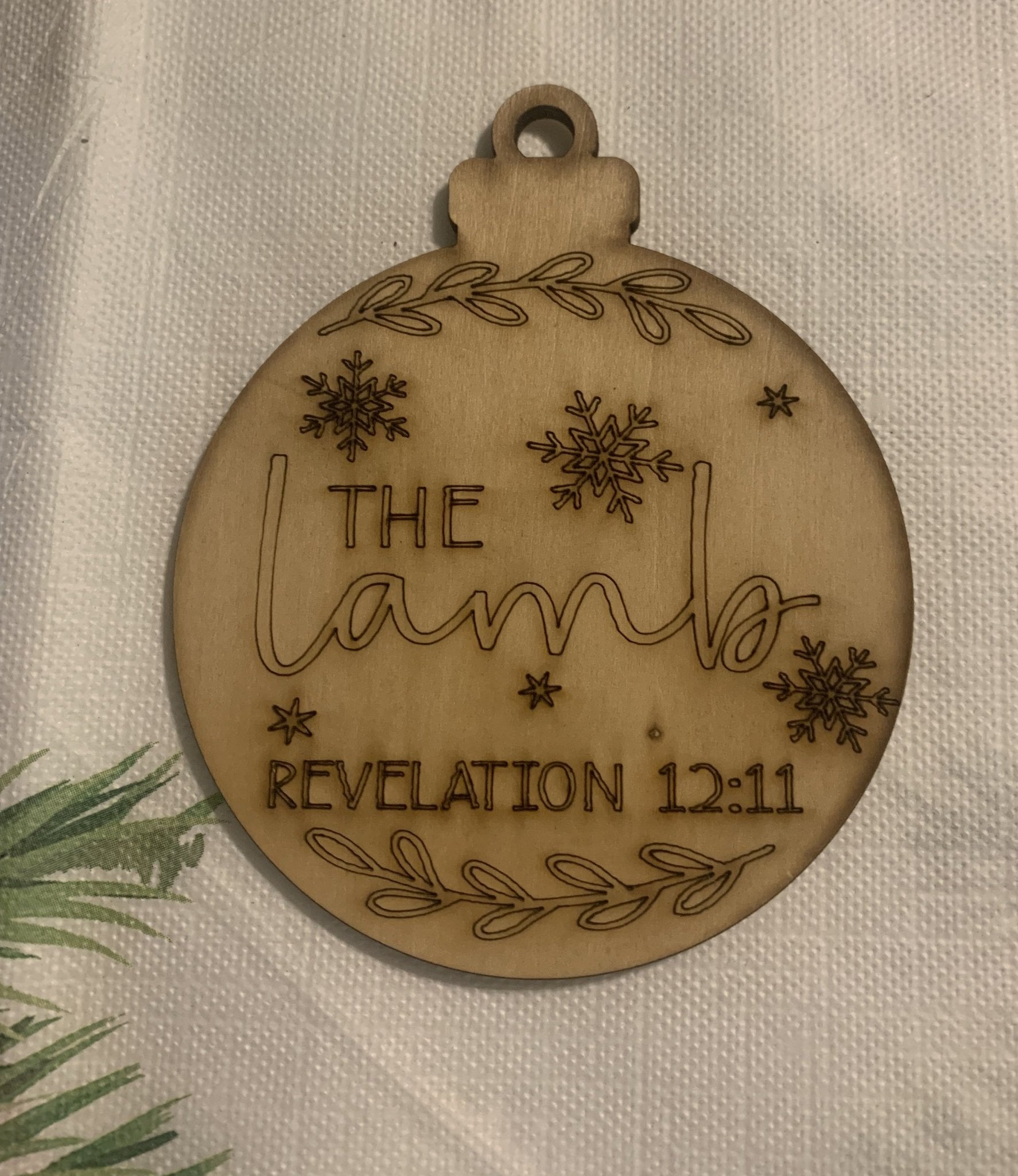 Lamb of God Ornament, Revelation 12:11 - Wooden Christmas Decoration by Main Street Collective