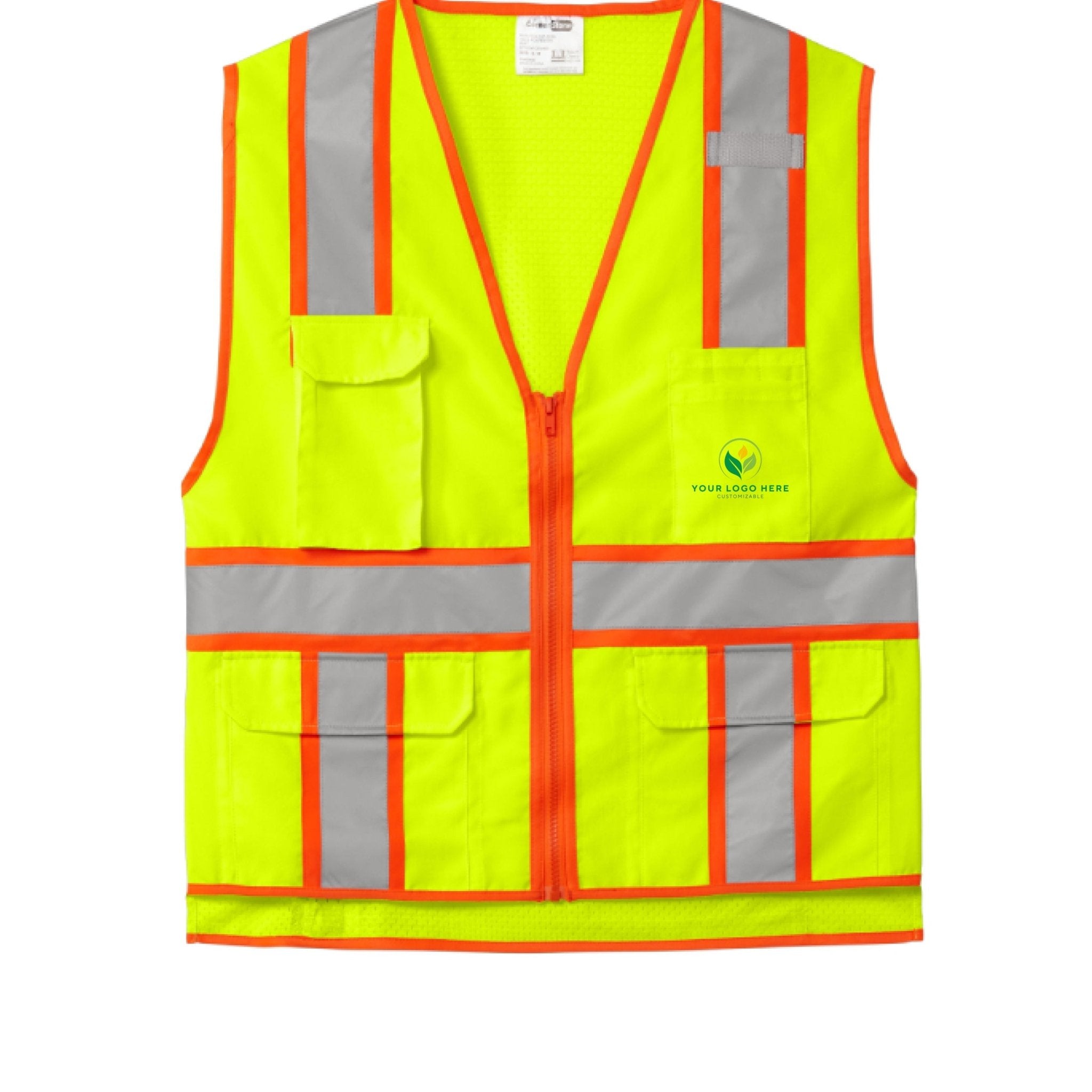 High Visibility Construction Vest with Reflective Tape and Custom Logo | Safety Gear