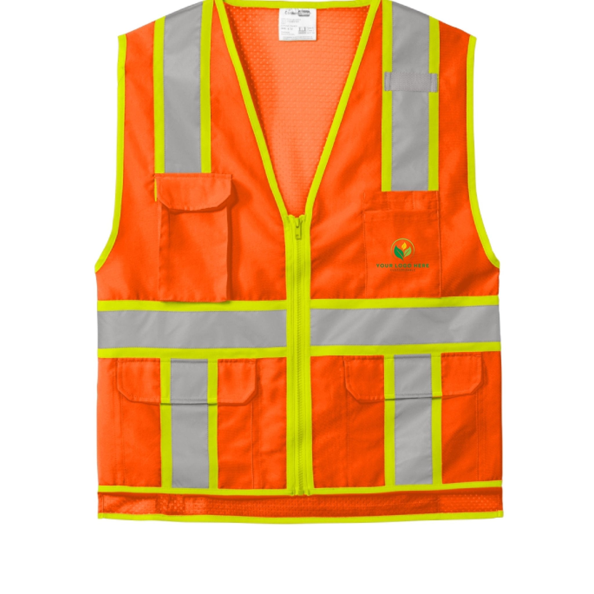 High Visibility Safety Vest - Personalized Construction Vest with Reflective Strips and Pockets