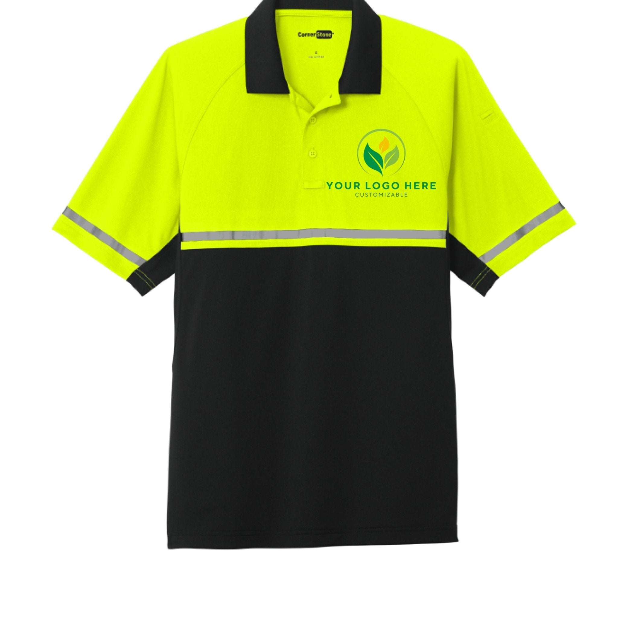 Hi-Vis Safety Polo Shirt: Customizable Reflective Workwear - CornerStone CS423