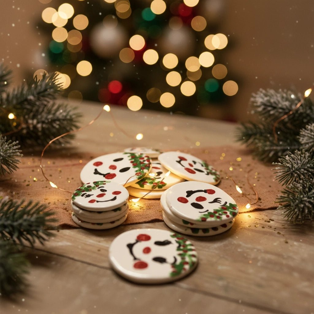 Hand-painted Christmas snowman ornaments at Main Street Collective. DIY holiday craft idea!