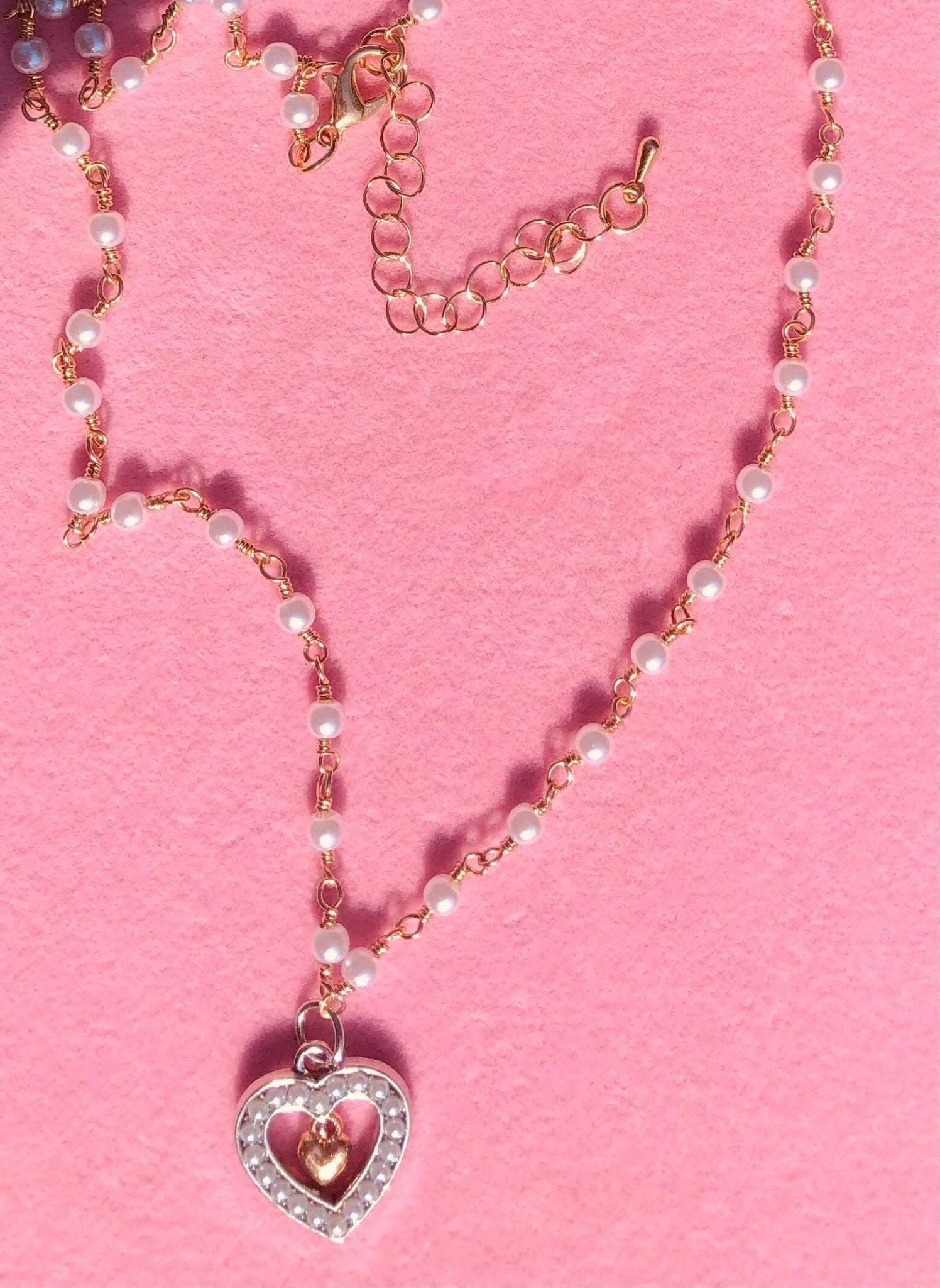 Pearl Necklace with Heart Pendant - Dainty Jewelry by Main Street Collective