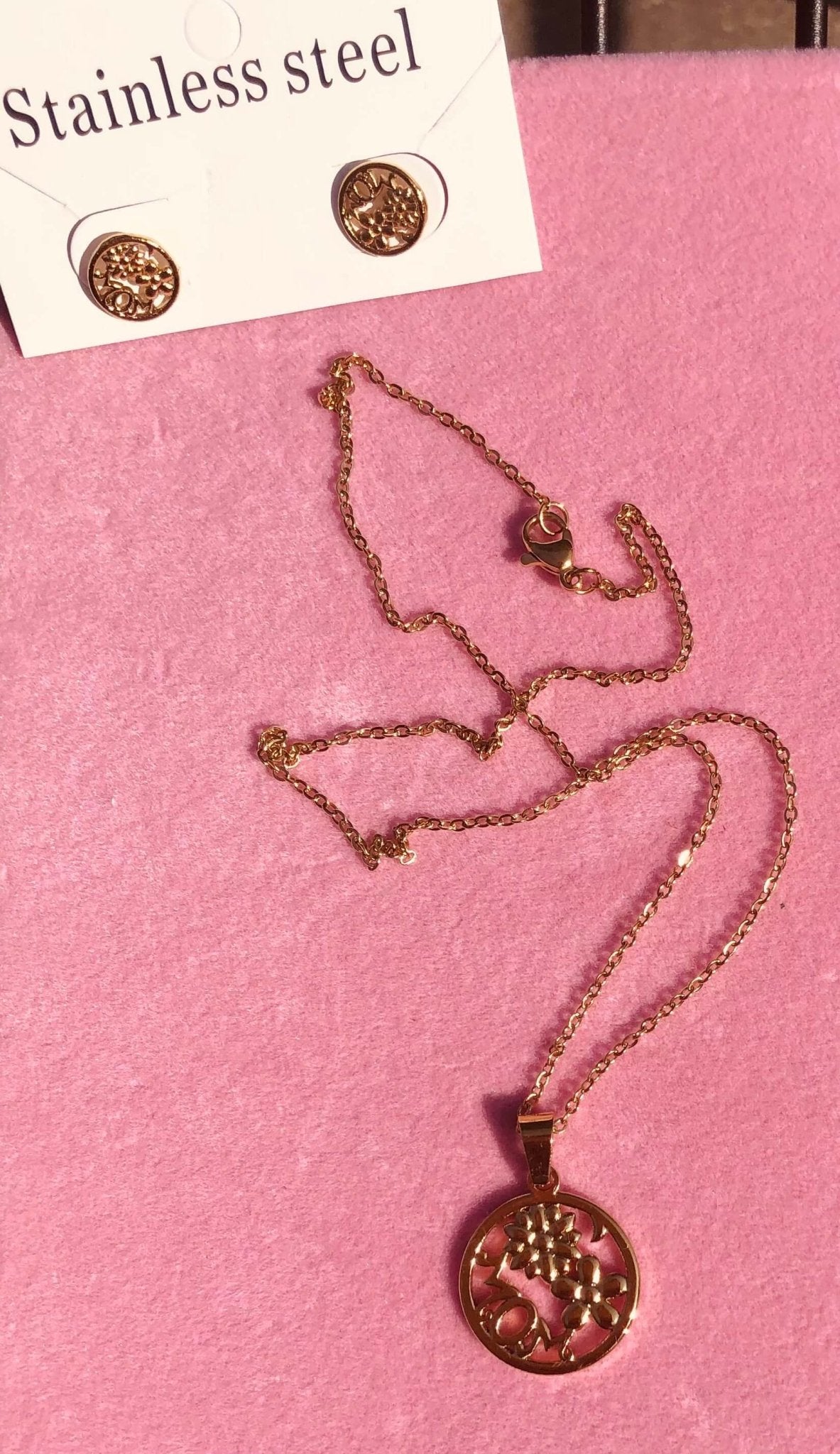Gold Floral Necklace Earrings Set - Stainless Steel Jewelry | Main Street Collective