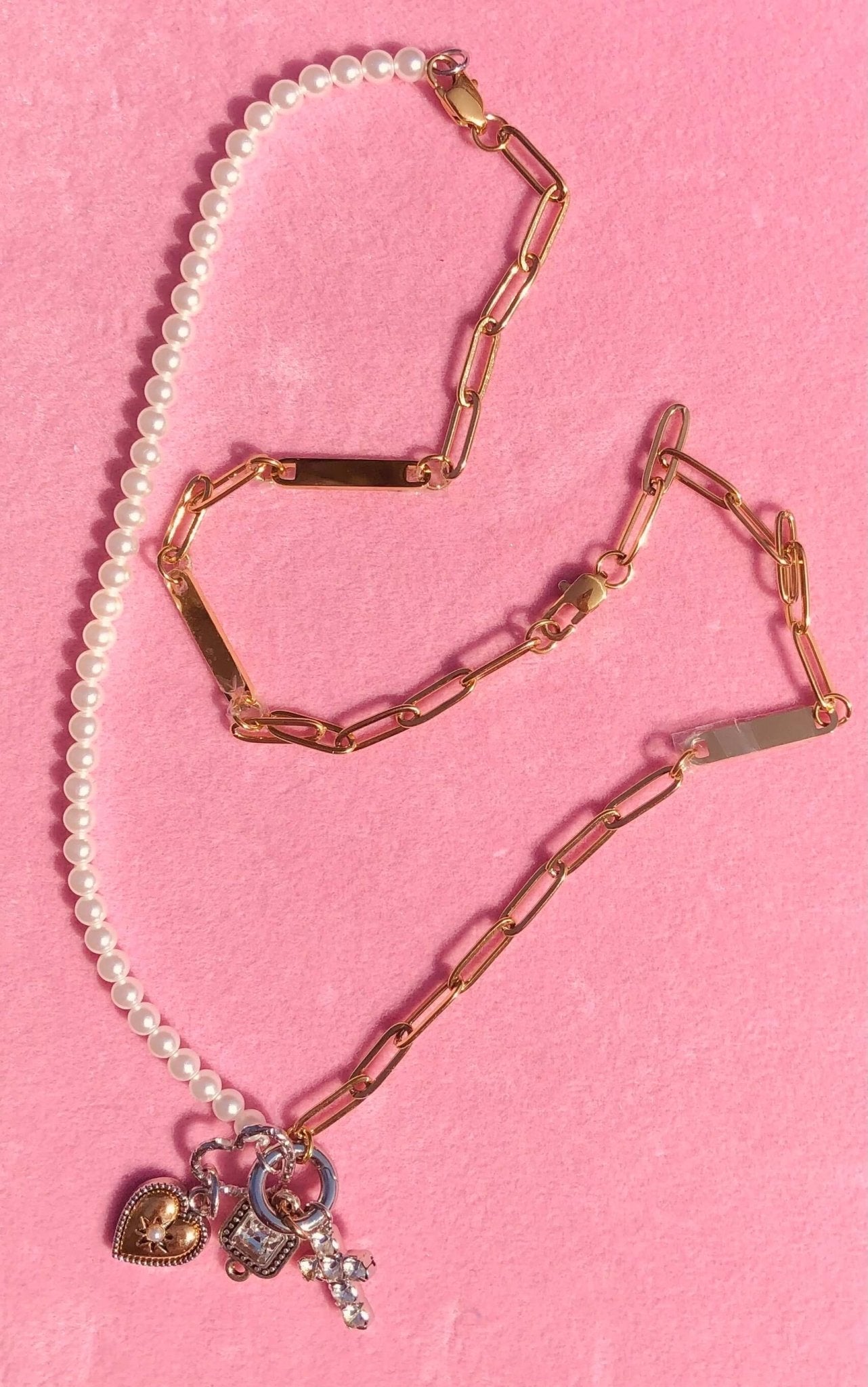 Pearl Heart Necklace - Gold Chain & Charm - Main Street Collective