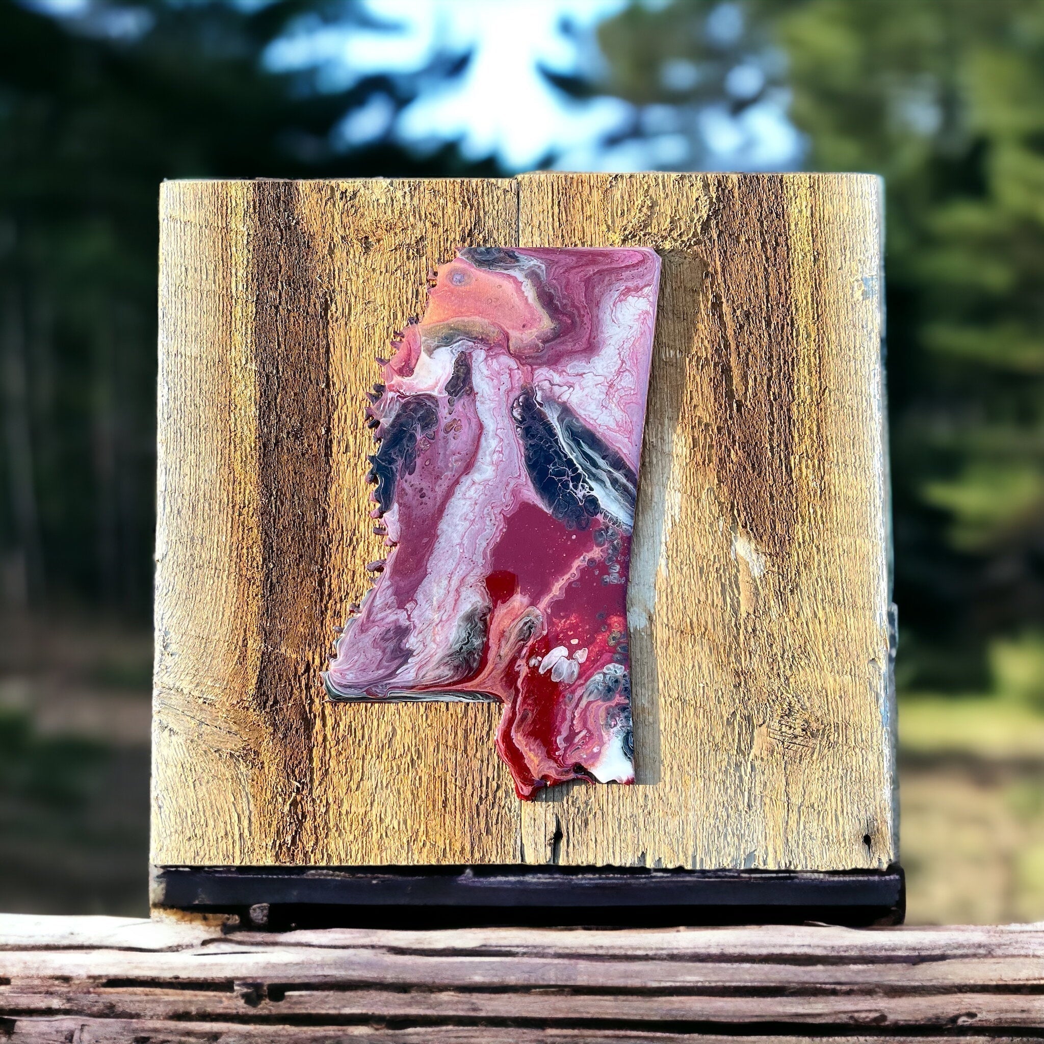 Hand-painted Mississippi wall art on wood by Main Street Collective L.L.C., showcasing state pride with custom colors.
