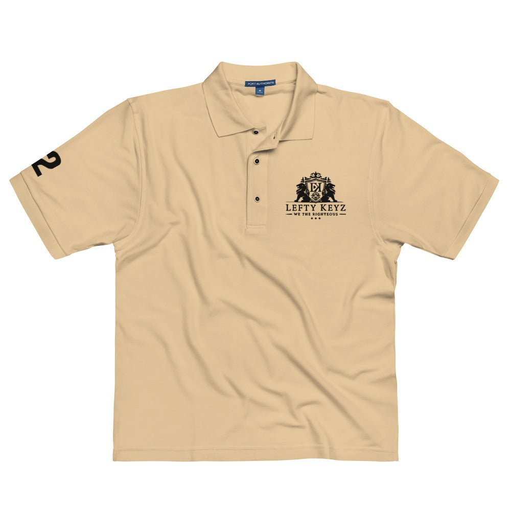 LeftyKeyz Premium Polo Shirt - Khaki Men's Polo with Embroidered Logo & Sleeve Number