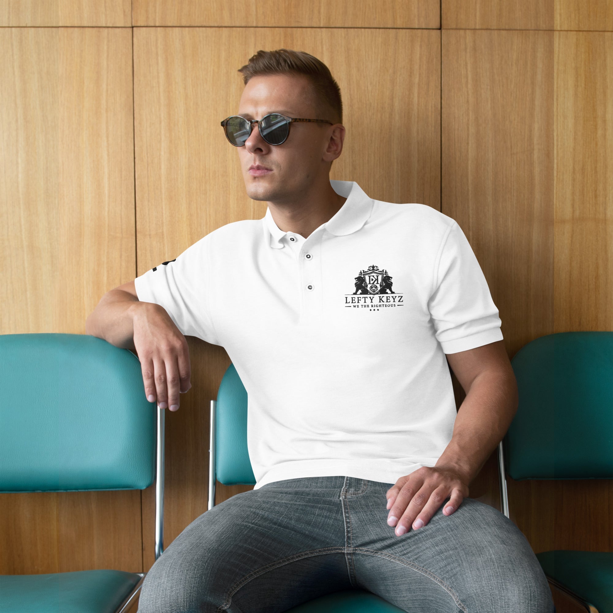 Man in White Leftykeyz Polo Shirt | Premium Men's Fashion at Main Street Collective