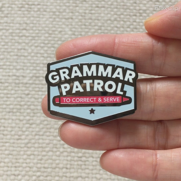 Grammar Patrol Enamel Pin – “To Correct & Serve” Badge for Editors, Teachers & Word Nerds