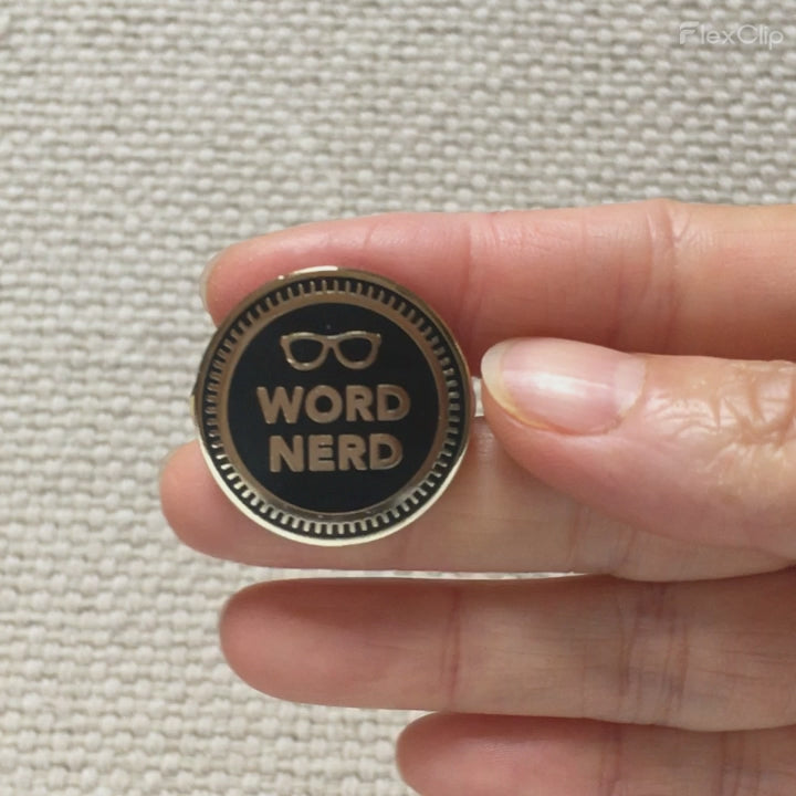 Word Nerd Enamel Pin – Book Lover & Writer Badge