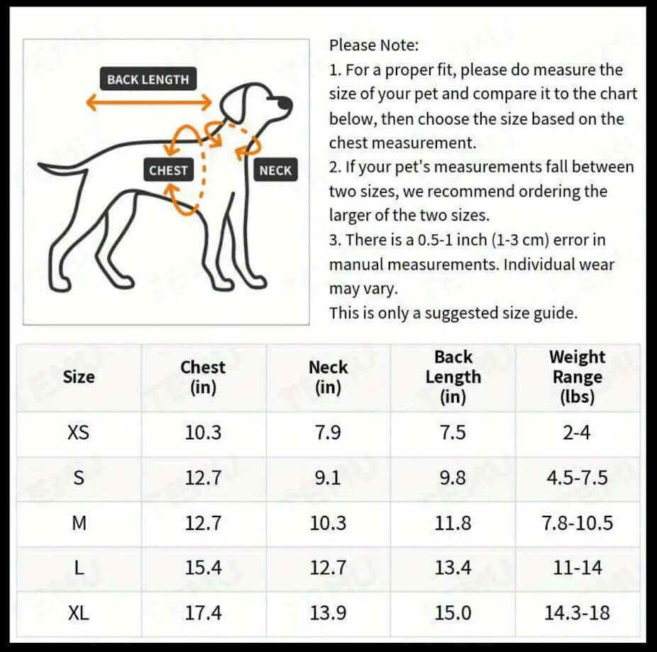 Dog Jacket Size Chart: Denim Patriotic American Flag Pet Clothes