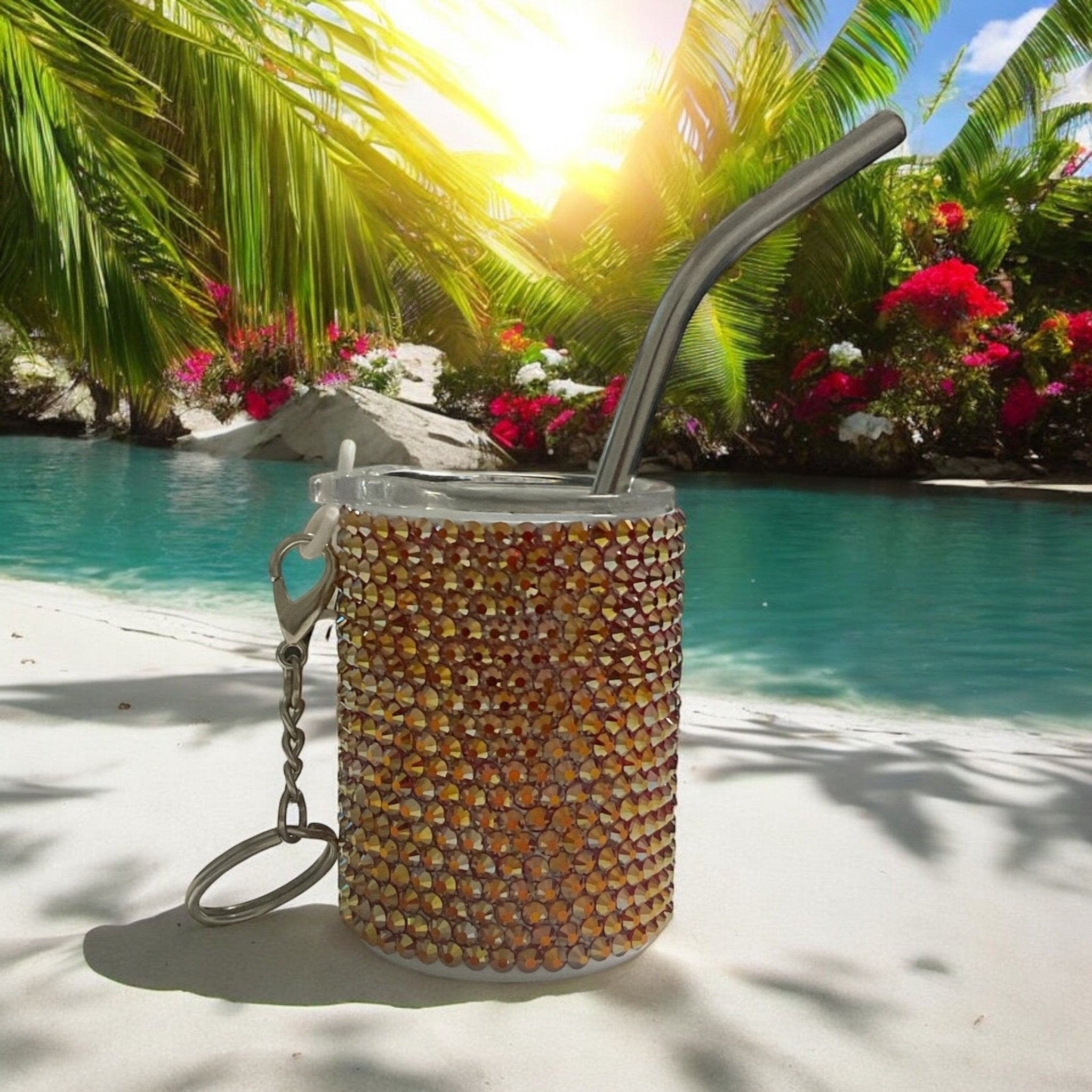 Sparkling Rhinestone Shot Glass 3 oz - Beach Vibes - Elegant Drinkware - Main Street Collective