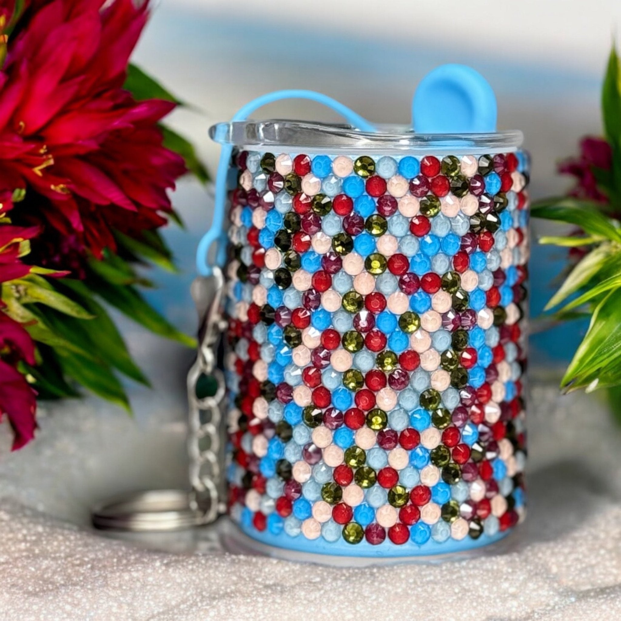 Rhinestone Shot Glass - 3 oz Decorative Shot Glass with Colorful Rhinestones - Handmade Gift Idea