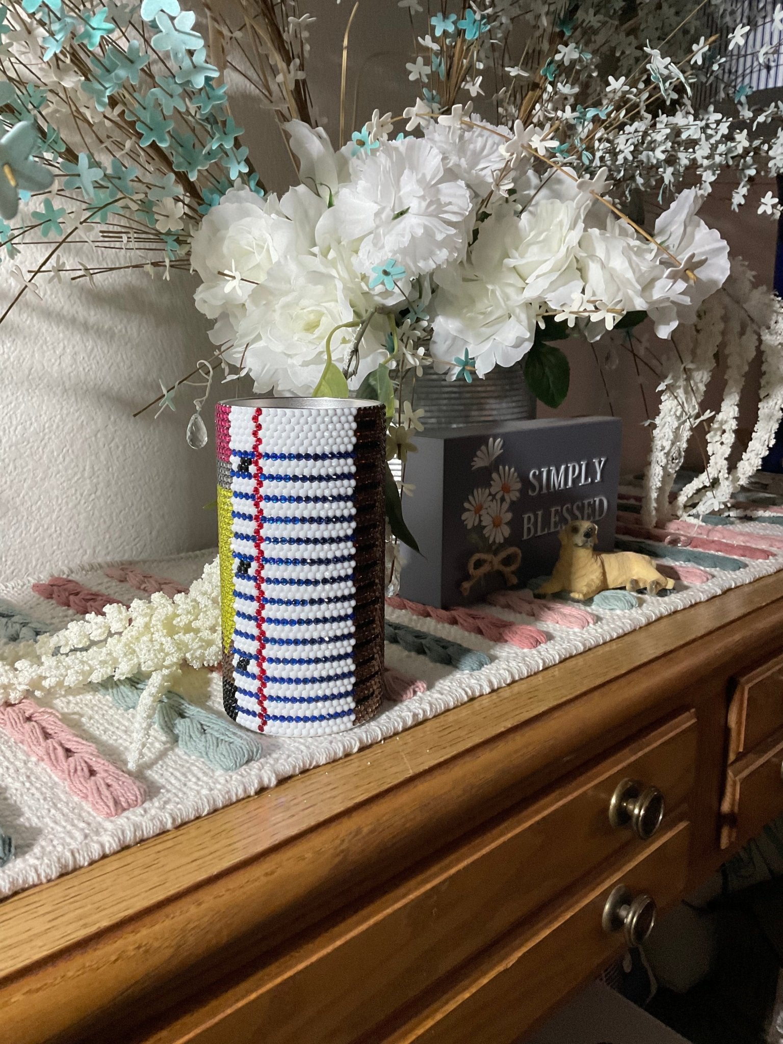 Rhinestone Can Cooler: Handmade, Sparkling Drink Holder with Gem Accents, Perfect for Cold Beverages