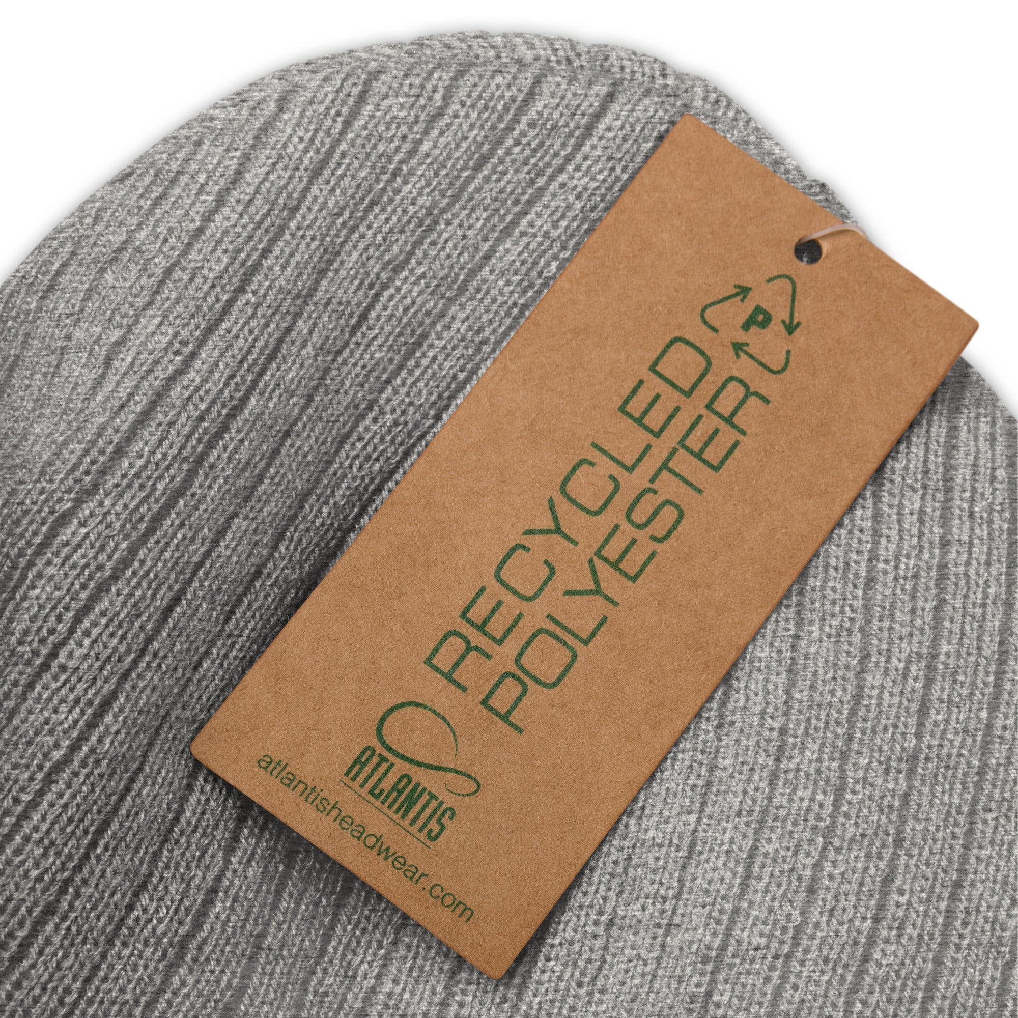 Gray Recycled Polyester Beanie Hat - Atlantis Headwear Ribbed Knit Cuffed Cap for Winter Style