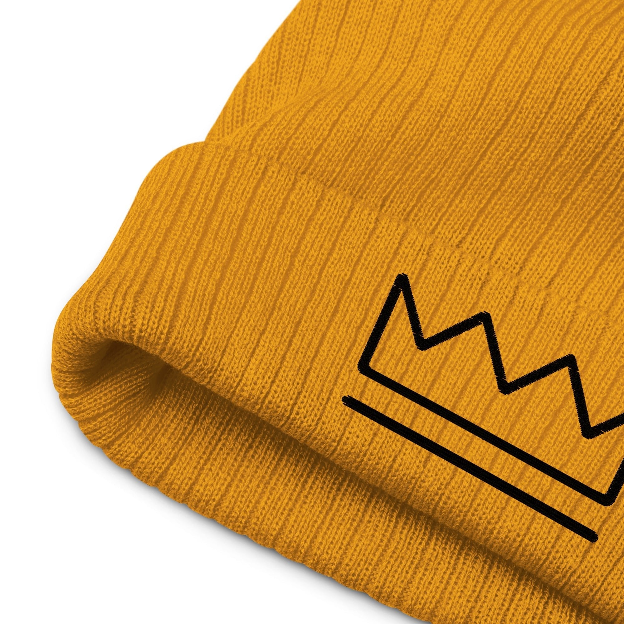 Crown Yellow Ribbed Knit Beanie - Main Street Collective - Winter Hat