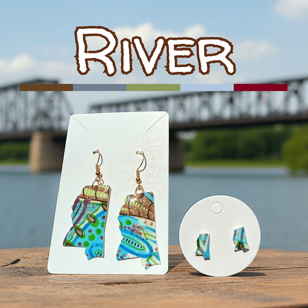 Mississippi Earrings: "Drawn to Mississippi" Collection - Handmade Jewelry by Main Street Collective.