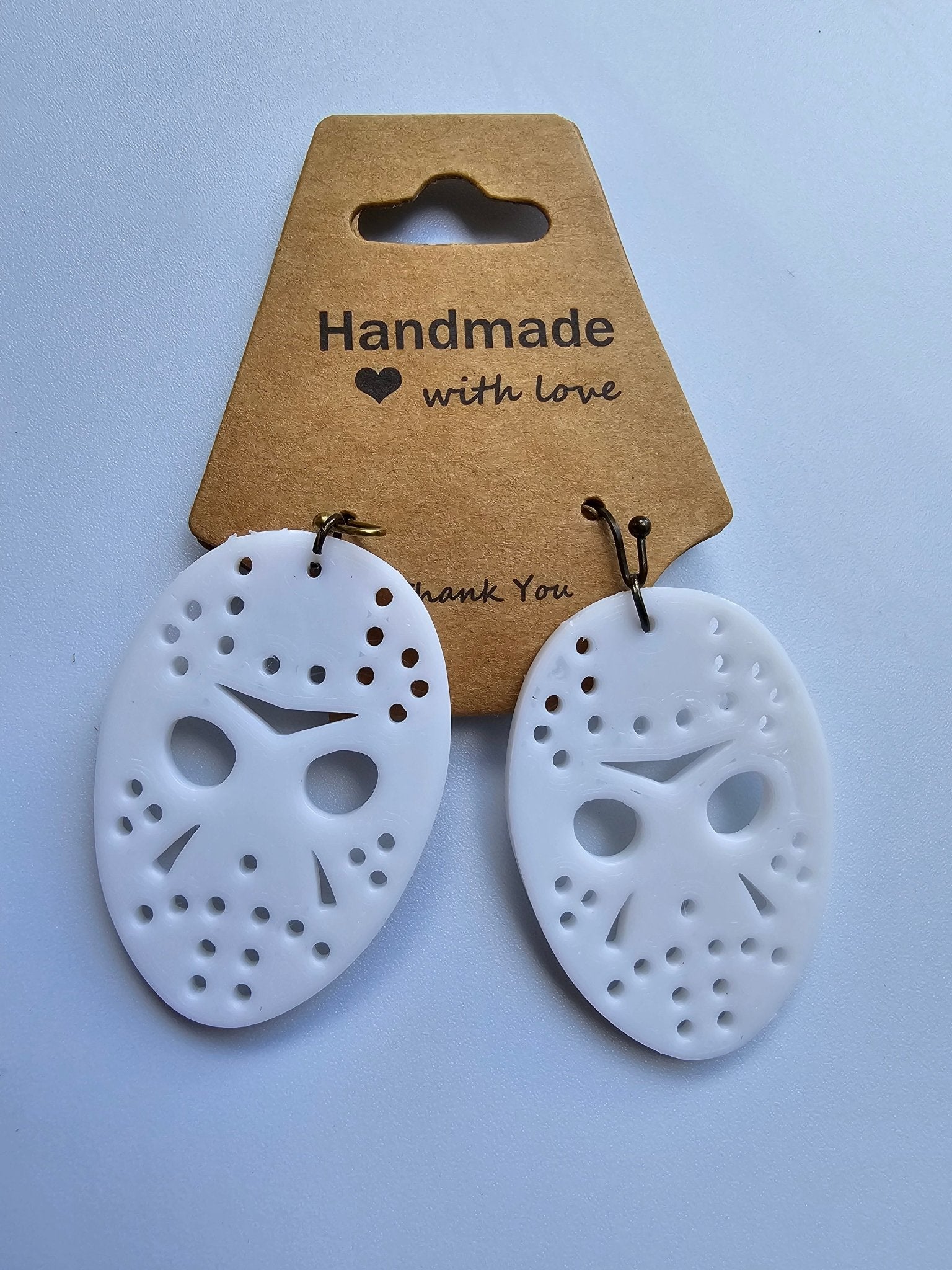 Hockey Mask Earrings: Handmade Horror Earrings | Halloween Jewelry | 3D Printed | Hypoallergenic Hooks | Main Street Collective