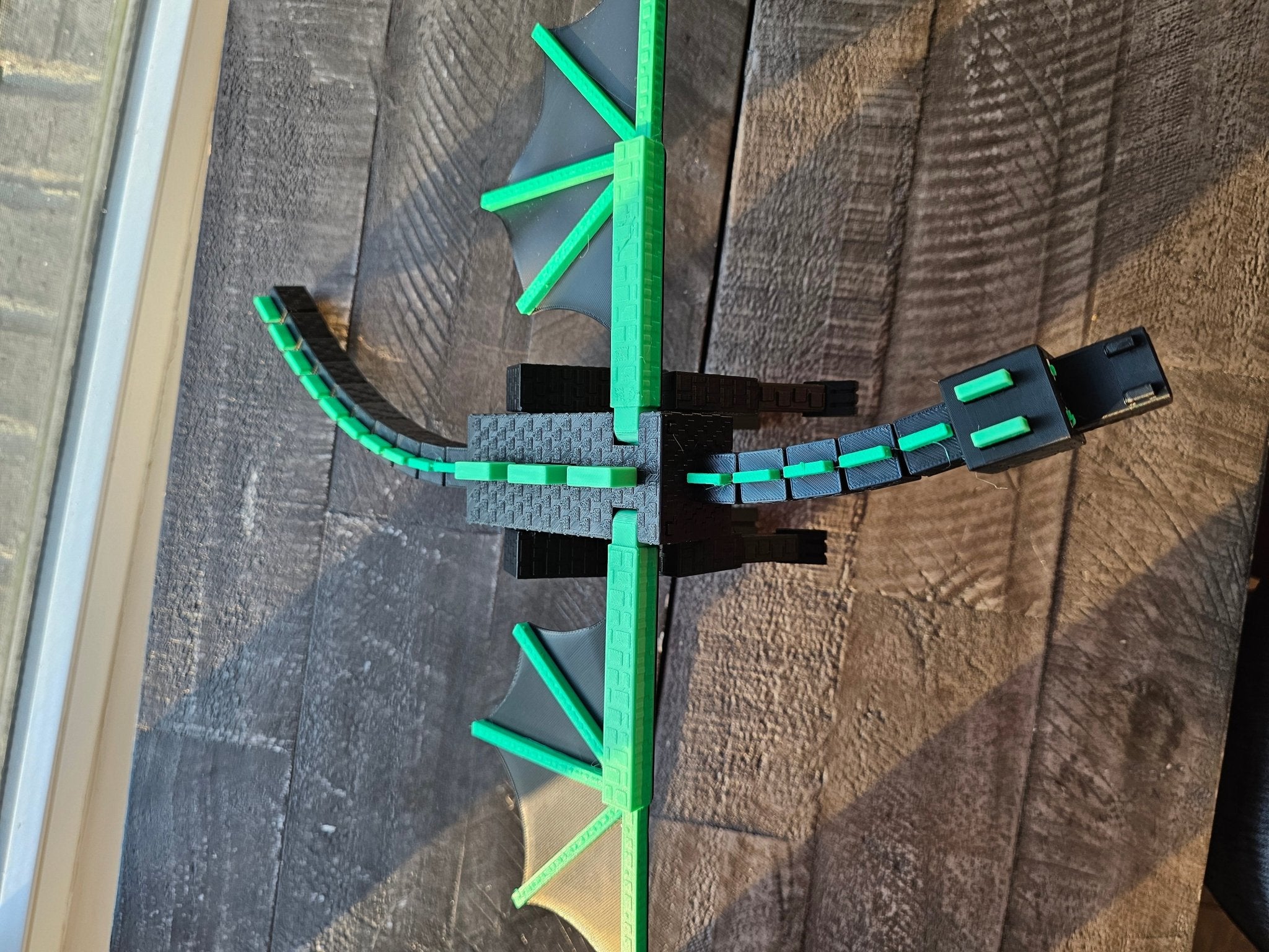 Pixel Dragon Figure - 12" Gamer Inspired Boss from Main Street Collective - Blocky Design, Green Accents, Tabletop Decor