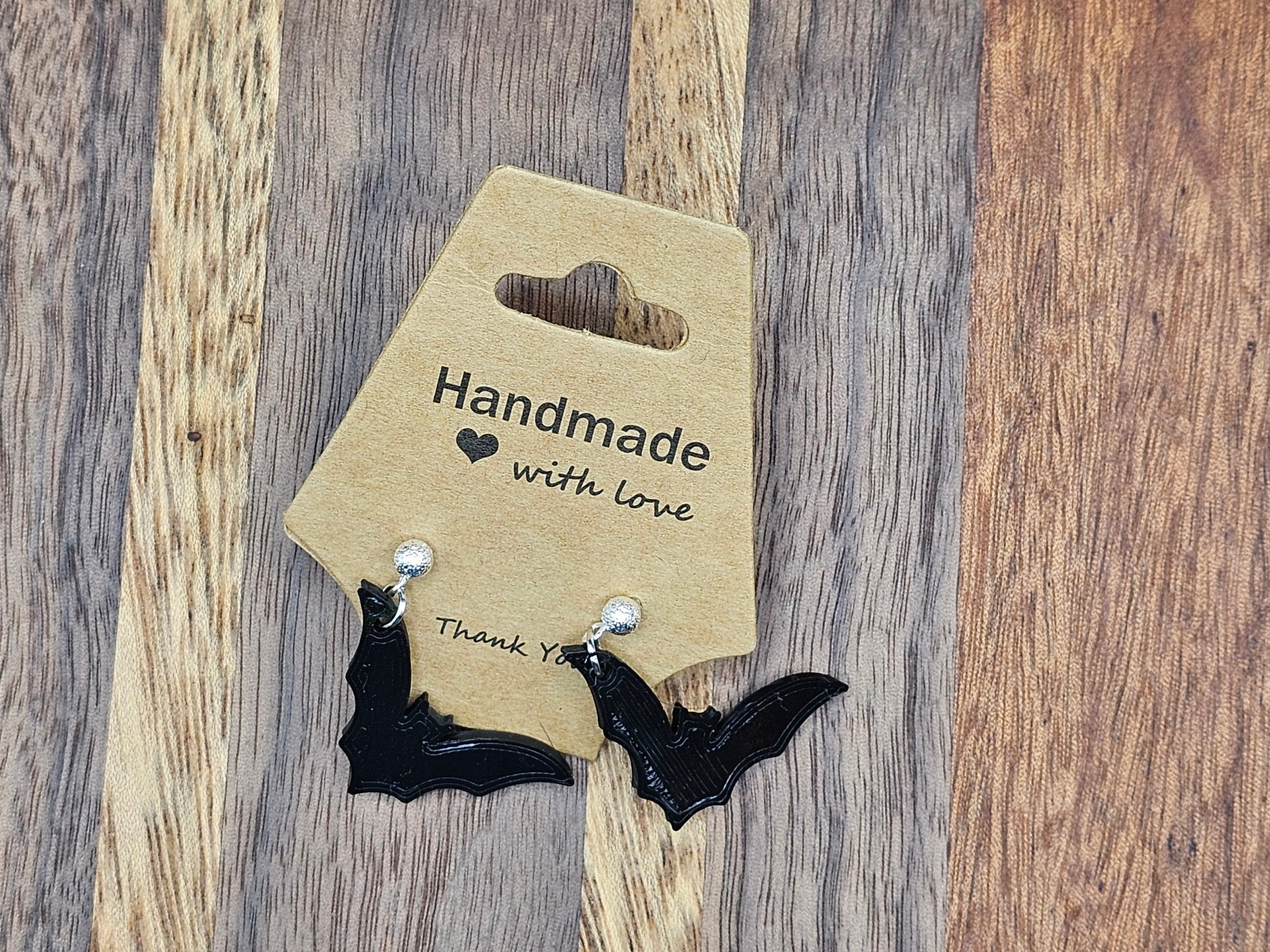 Black Bat Halloween Earrings Handmade at Main Street Collective | Spooky Jewelry, 3D Printed, Stainless Steel Hooks
