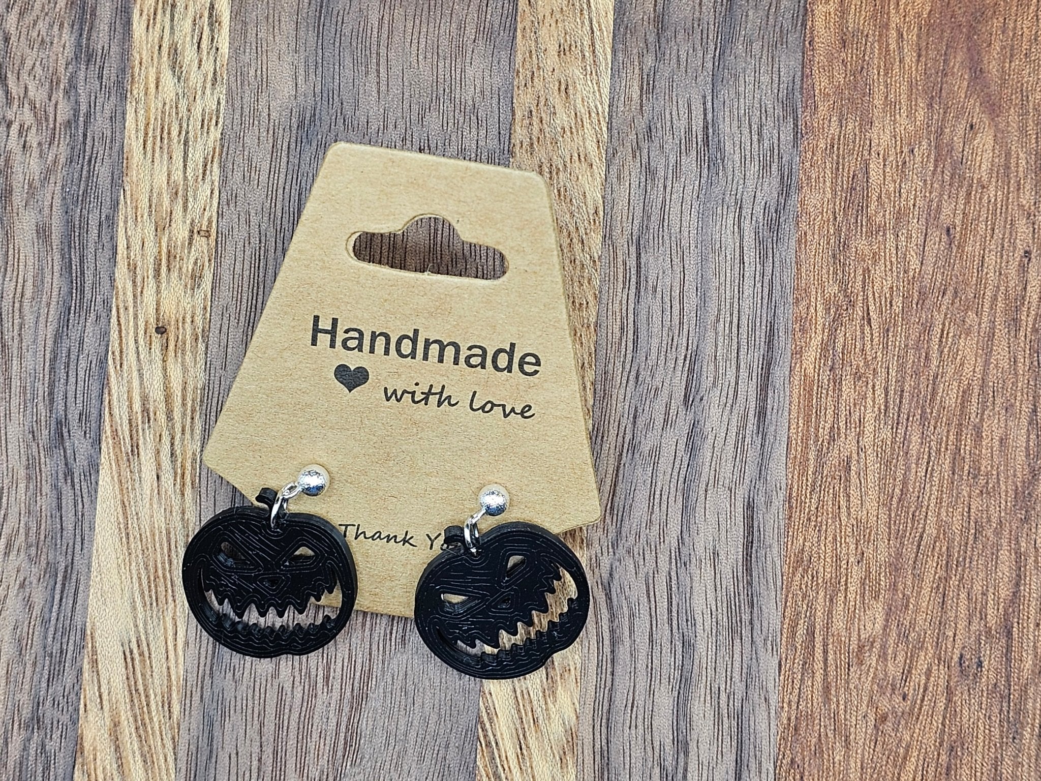 Black Pumpkin Halloween Earrings: Handmade Jack-o'-Lantern Face Earrings from Main Street Collective