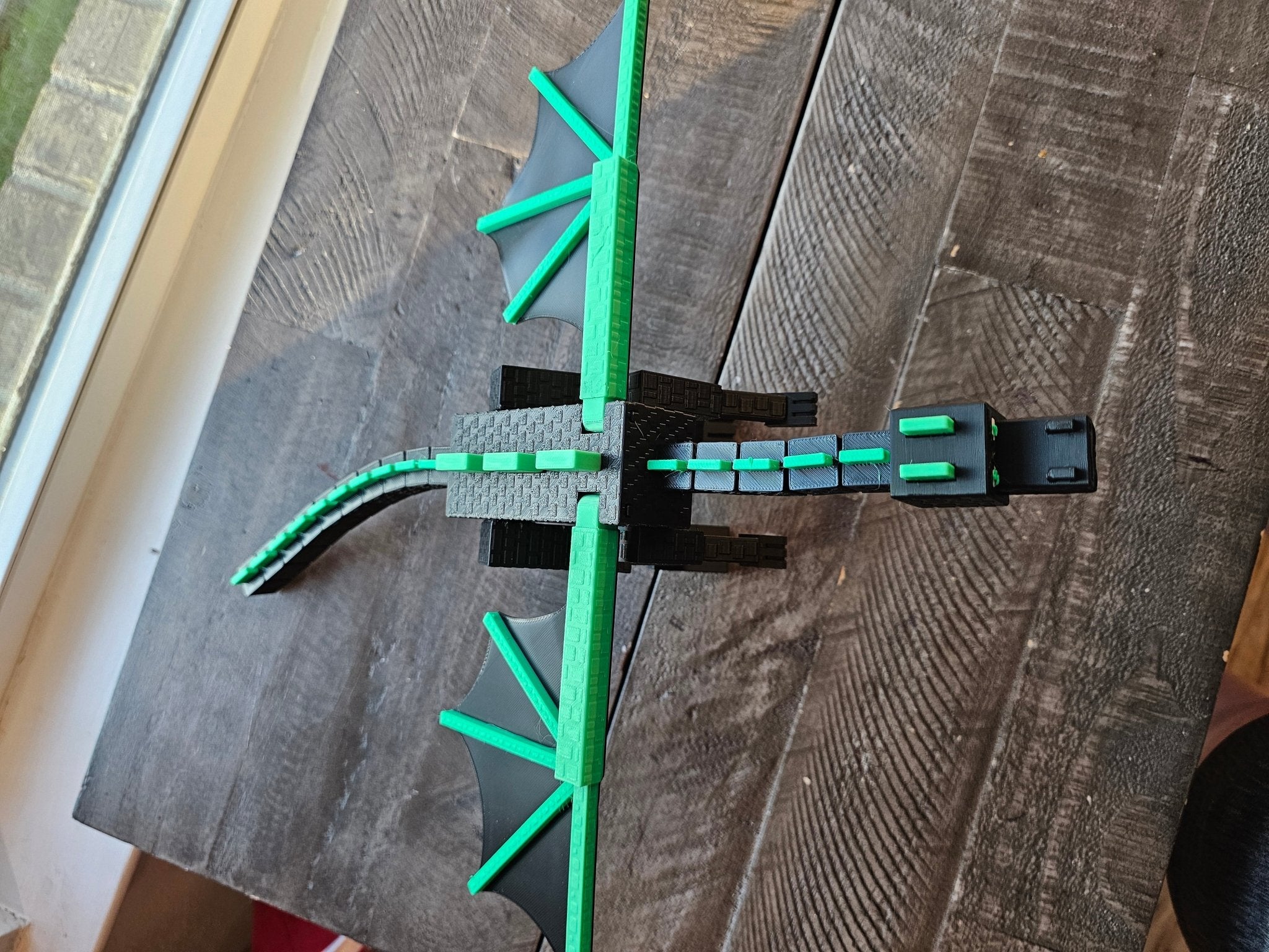Pixel Dragon Gamer Figure: Blocky Black & Green Gaming Decor Collectible