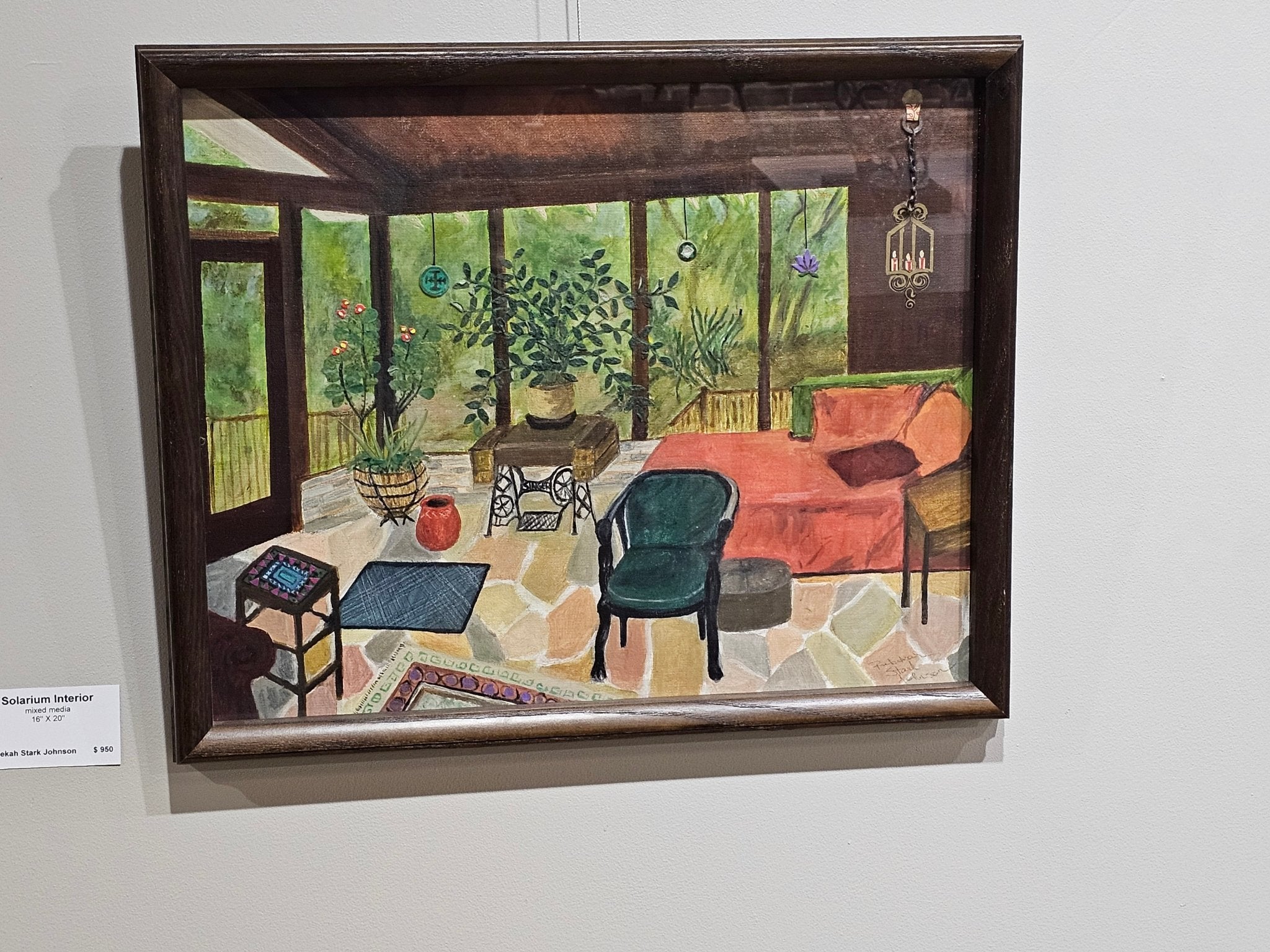 Solarium Interior art by Rebekah Stark Johnson: A vibrant mixed media solarium scene painting.