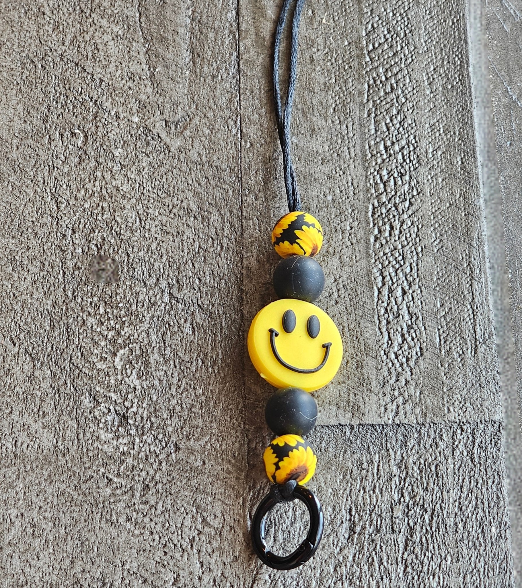Car Freshie Lanyard: Smiley Face Design Rearview Mirror Hanger for Aroma Beads - Main Street Collective