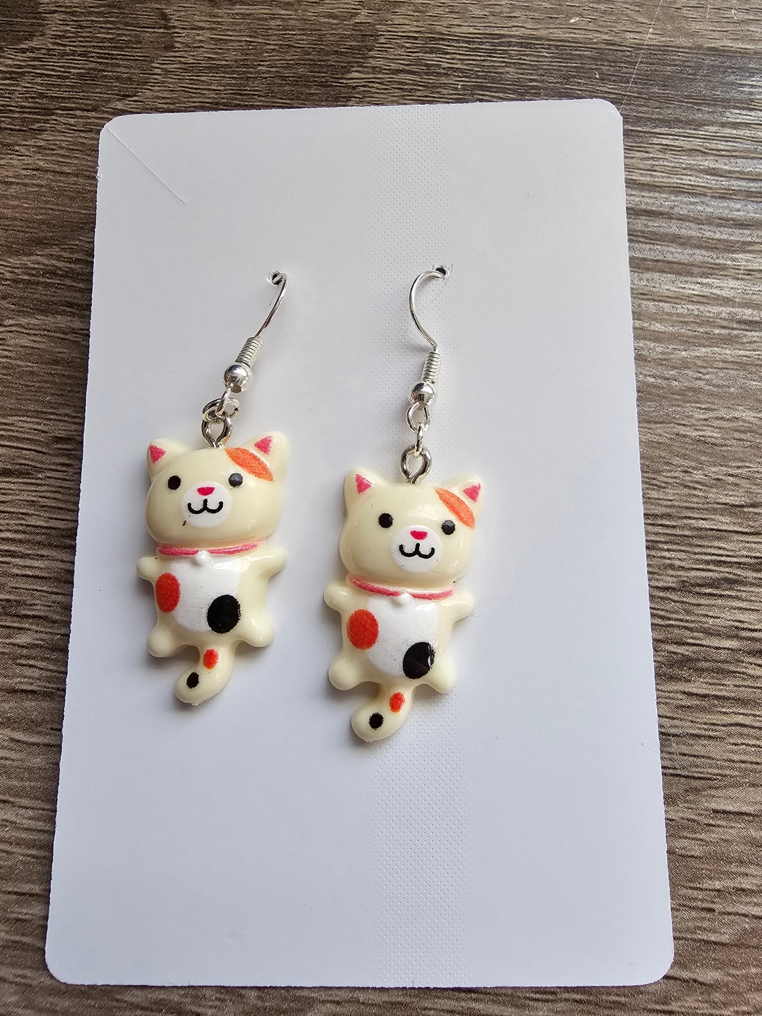 Kawaii Kitty Cat Earrings - Handmade Dangle Earrings by Main Street Collective