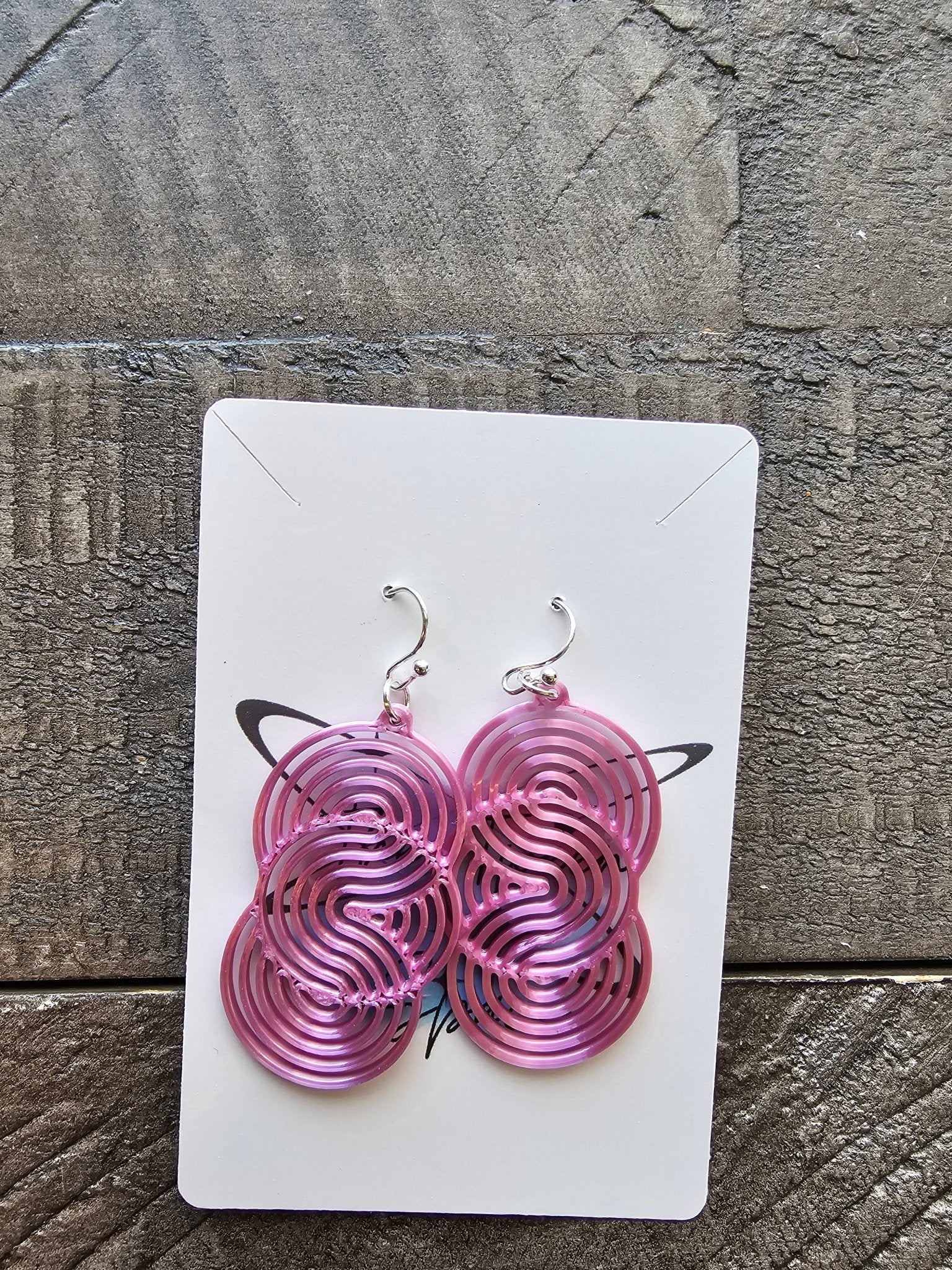 Pink Galaxy Swirl Earrings - Handmade 3D printed earrings by The Tween Space at Main Street Collective - Swirl design, statement jewelry