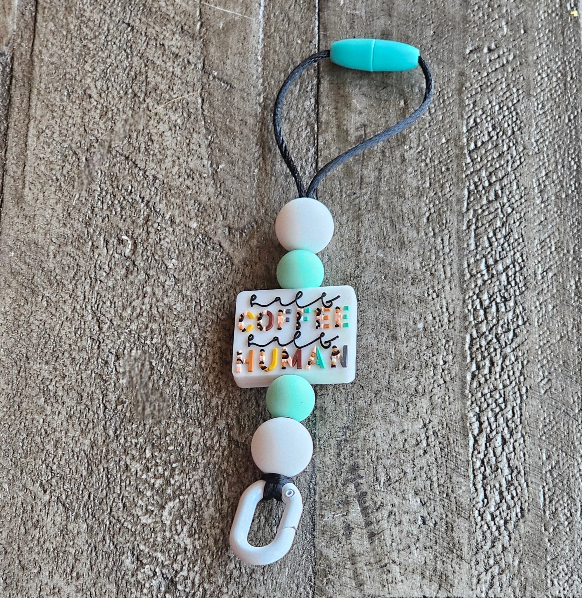 Car Freshie Lanyard Holder - Adjustable Rearview Mirror Hanger with "Coffee Fuels Human" Charm - Main Street Collective