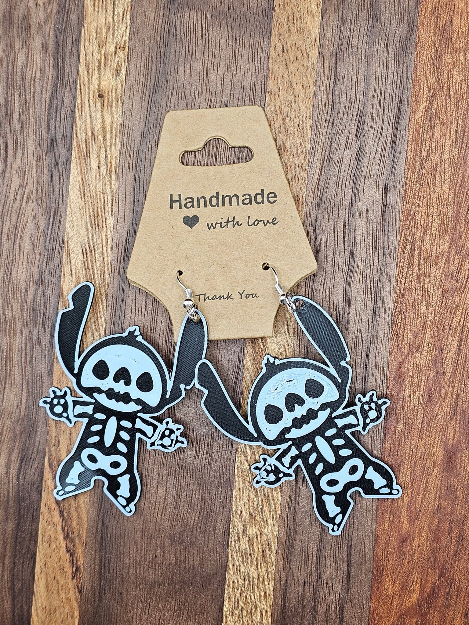 Skeleton Alien Halloween Earrings: Handmade, Hypoallergenic Stitch Skeleton Earrings from The Tween Space