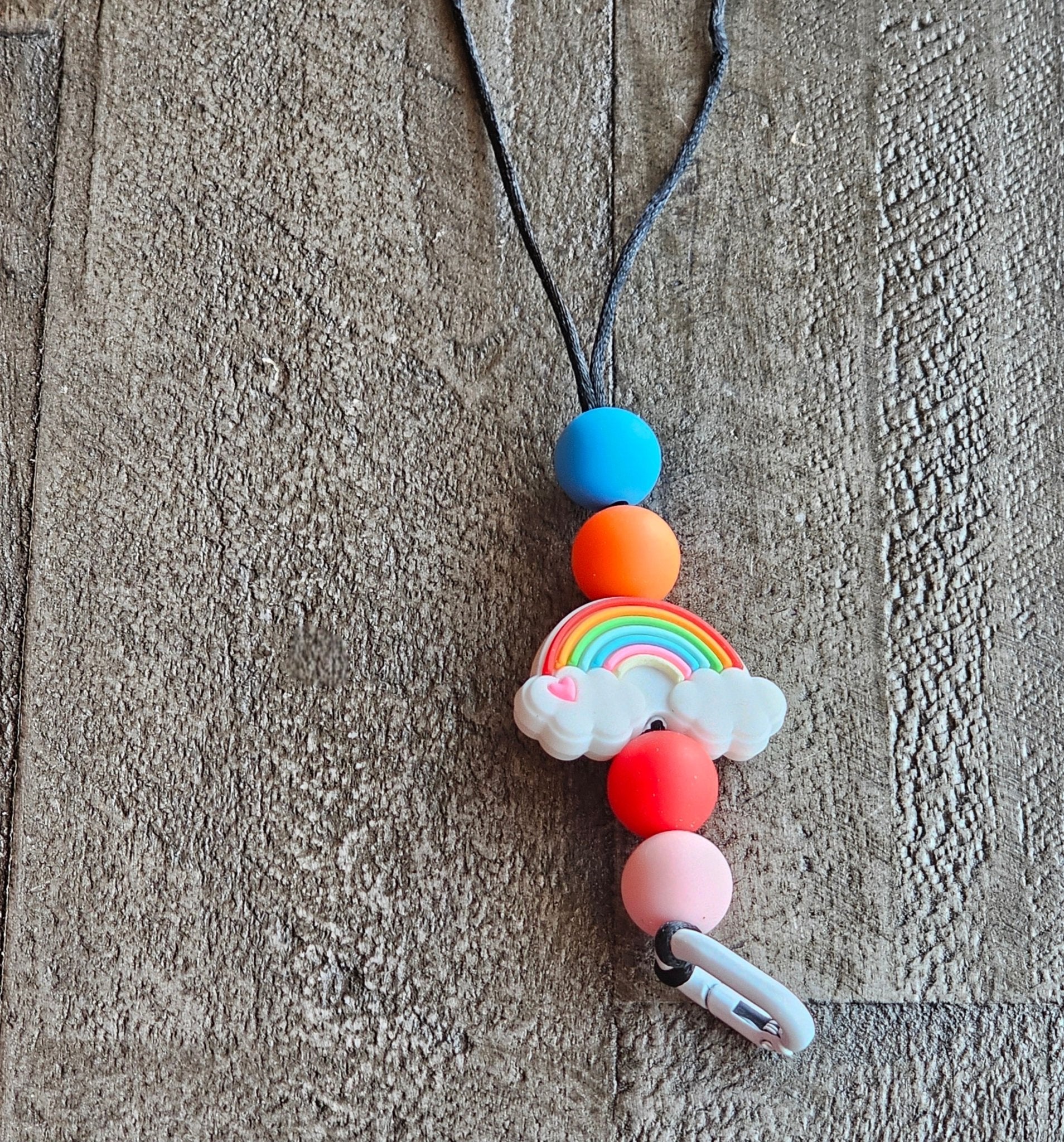 Car Freshie Lanyard with Rainbow Beads: Adjustable Rearview Mirror Hanger by Main Street Collective