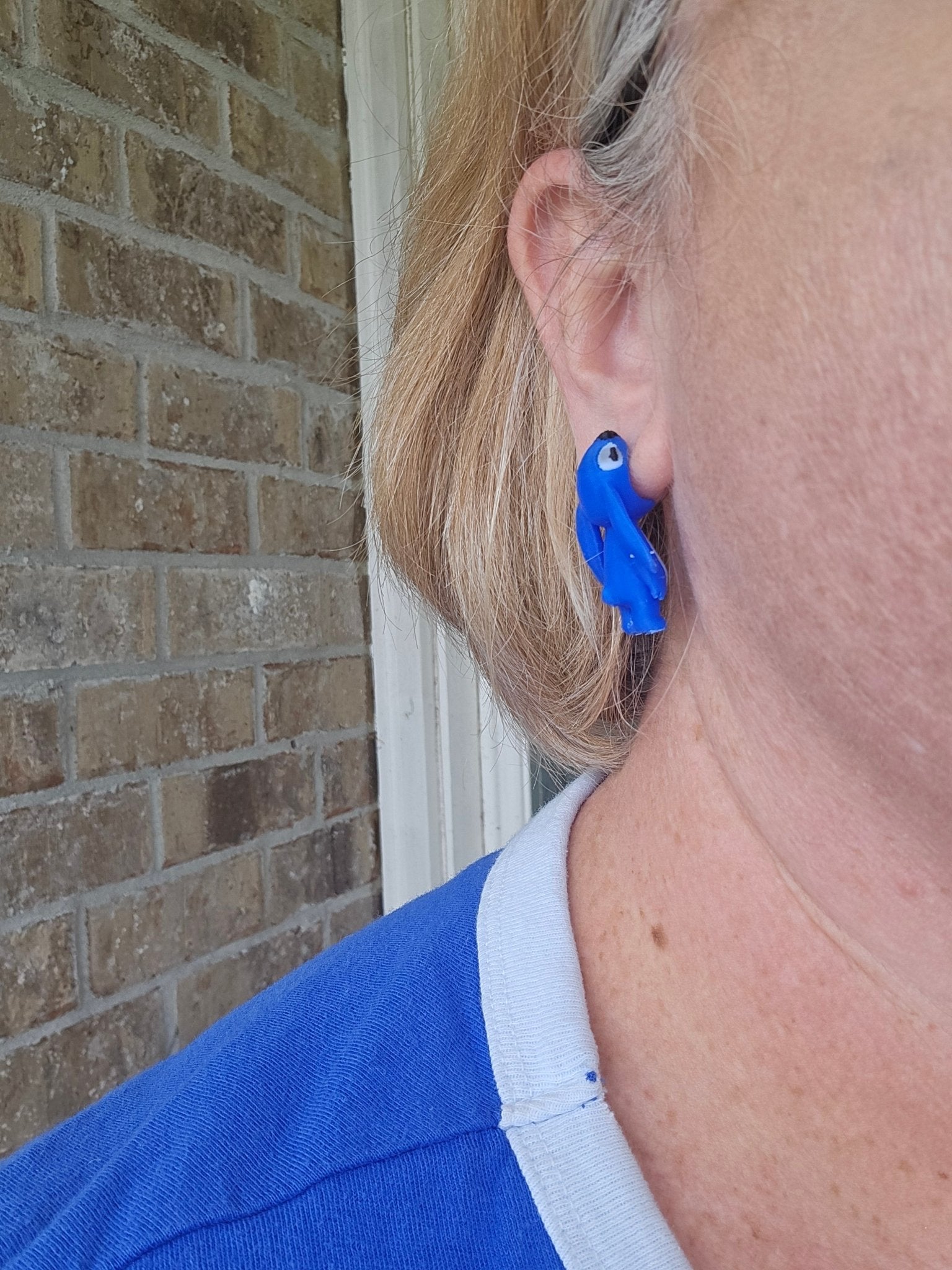 Blue Alien Stud Earrings - 3D Printed - Hypoallergenic - Unique Design by The Tween Space